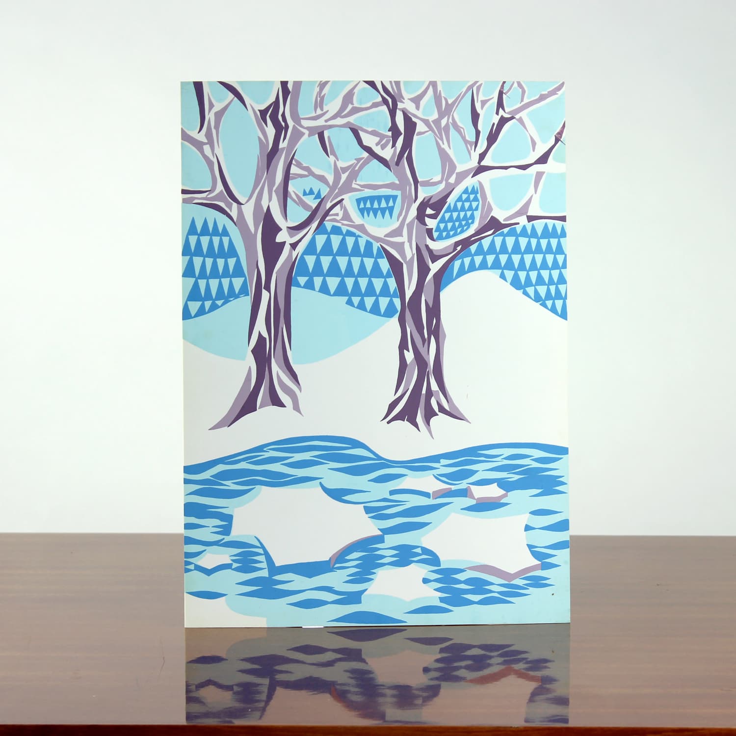 Panel ścienny Pop Art, niebieski biały fioletowy zielony, plastik, Czechosłowacja, lata 60. - 299711