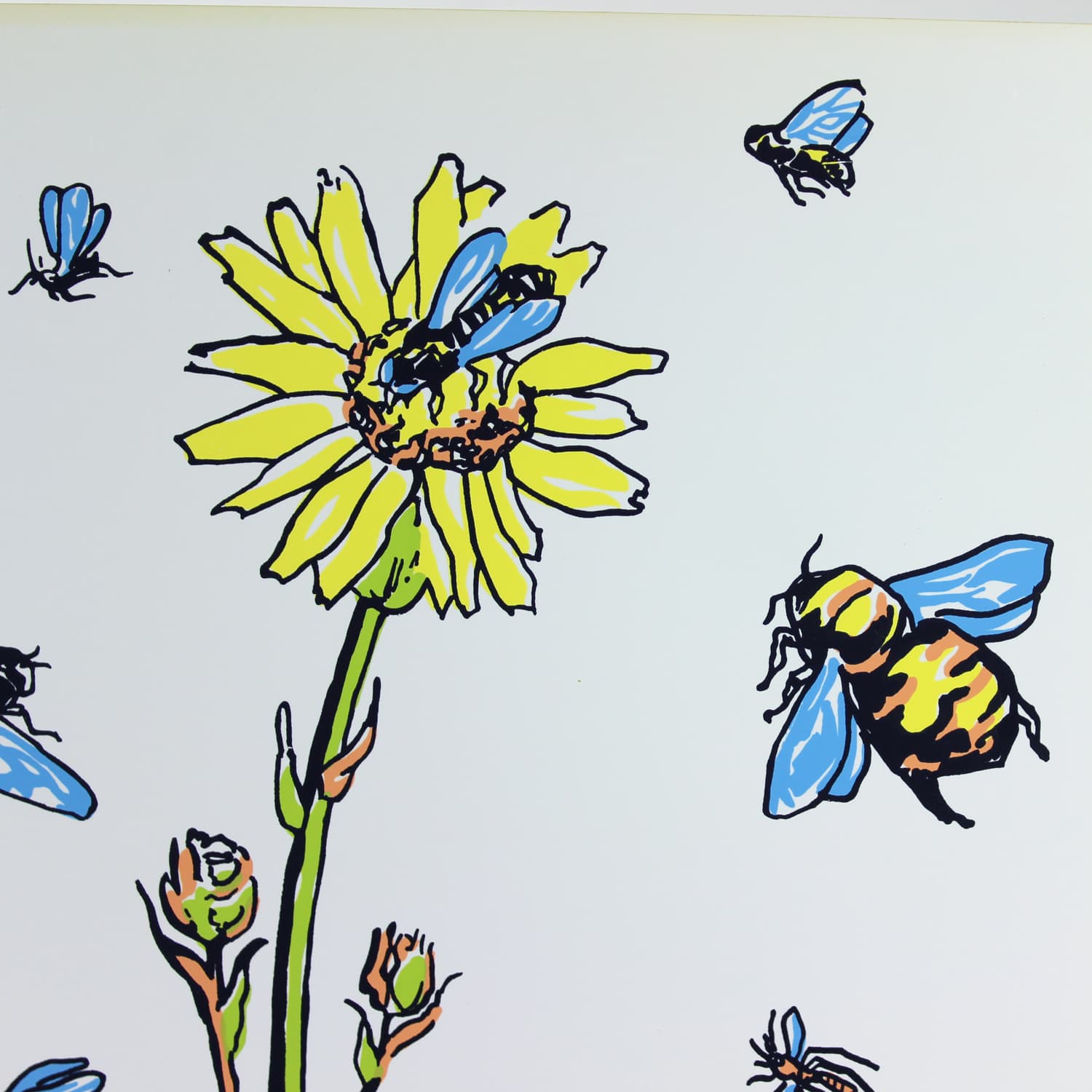 Panel ścienny Pop-Art, biały żółty zielony niebieski czarny, plastik, Czechosłowacja, lata 60. - 299725