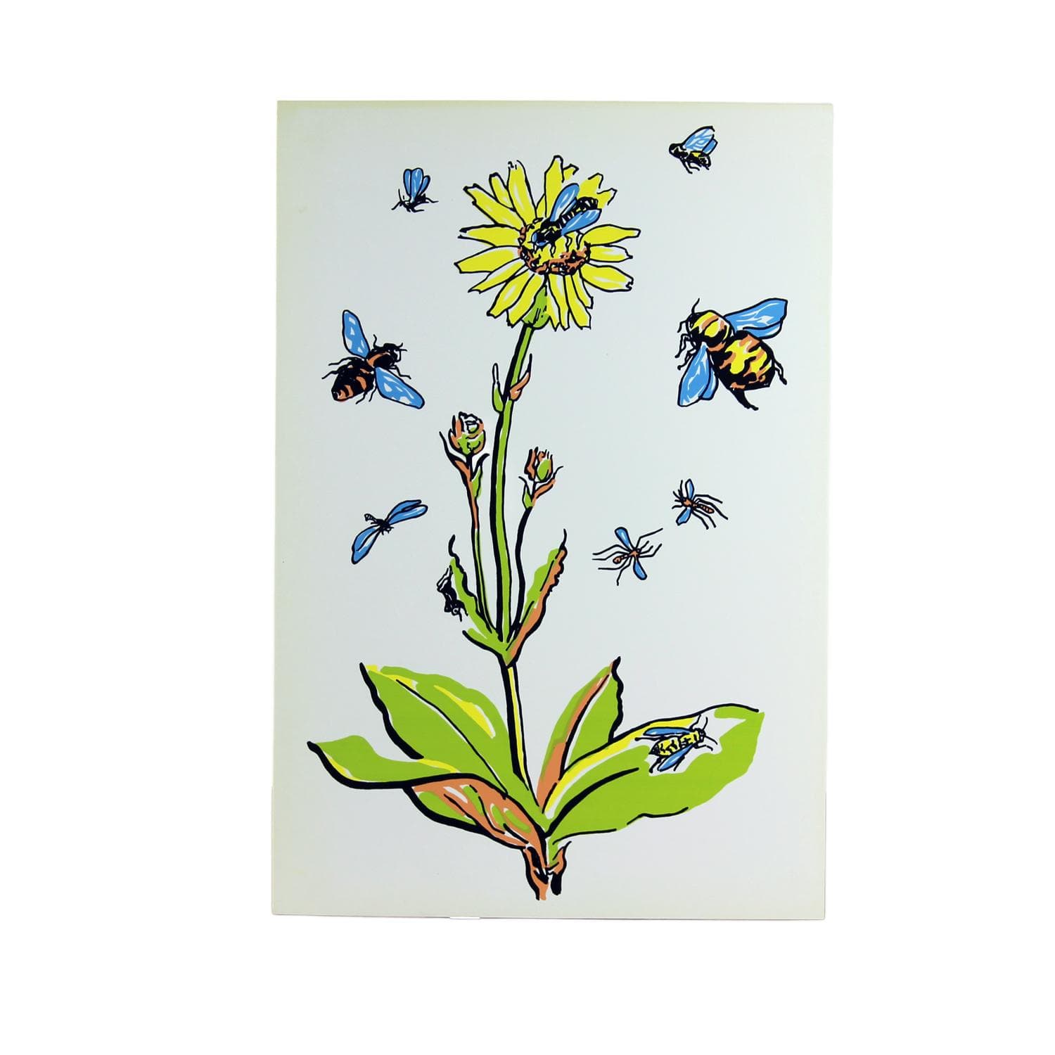 Panel ścienny Pop-Art, biały żółty zielony niebieski czarny, plastik, Czechosłowacja, lata 60.