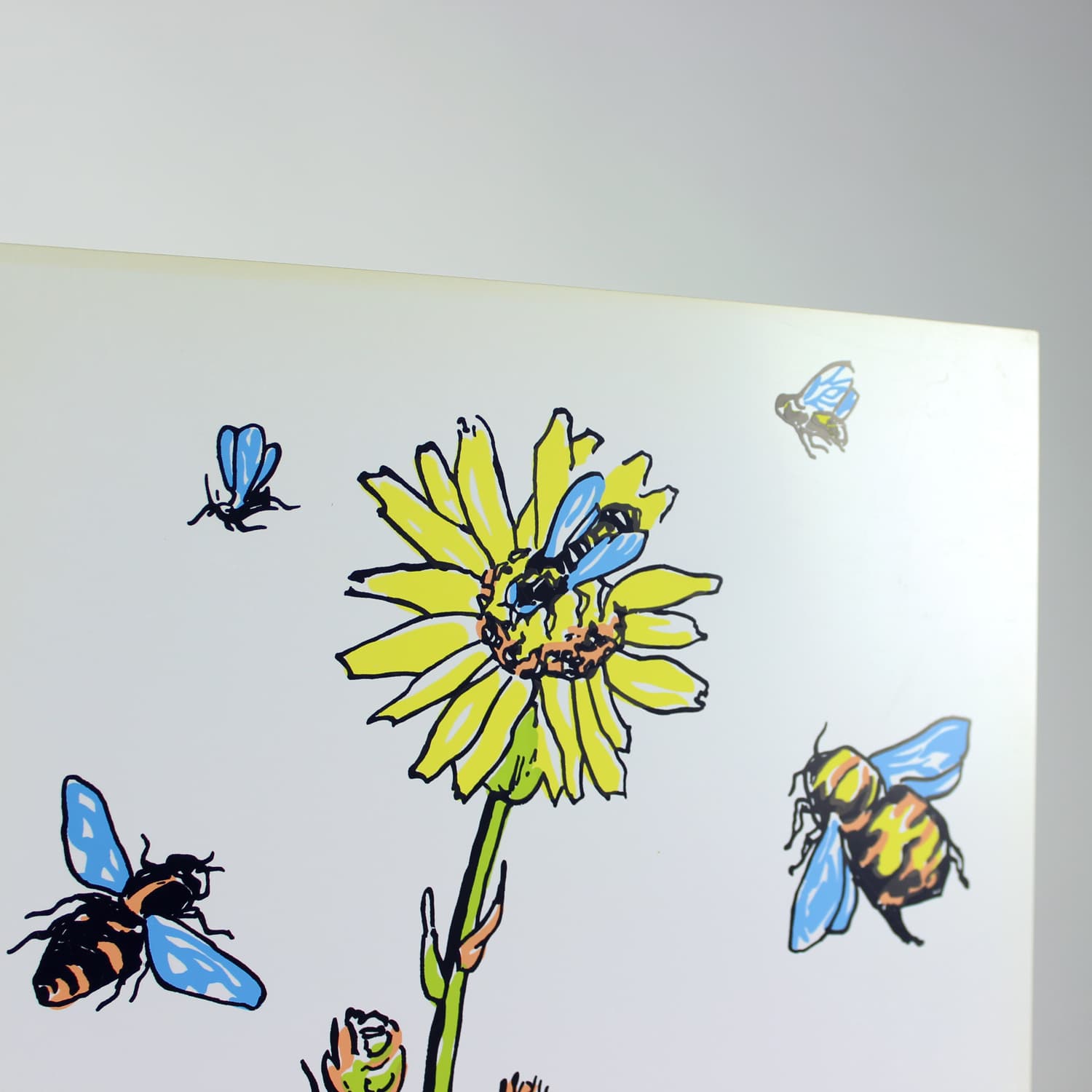 Panel ścienny Pop-Art, biały żółty zielony niebieski czarny, plastik, Czechosłowacja, lata 60. - 299726