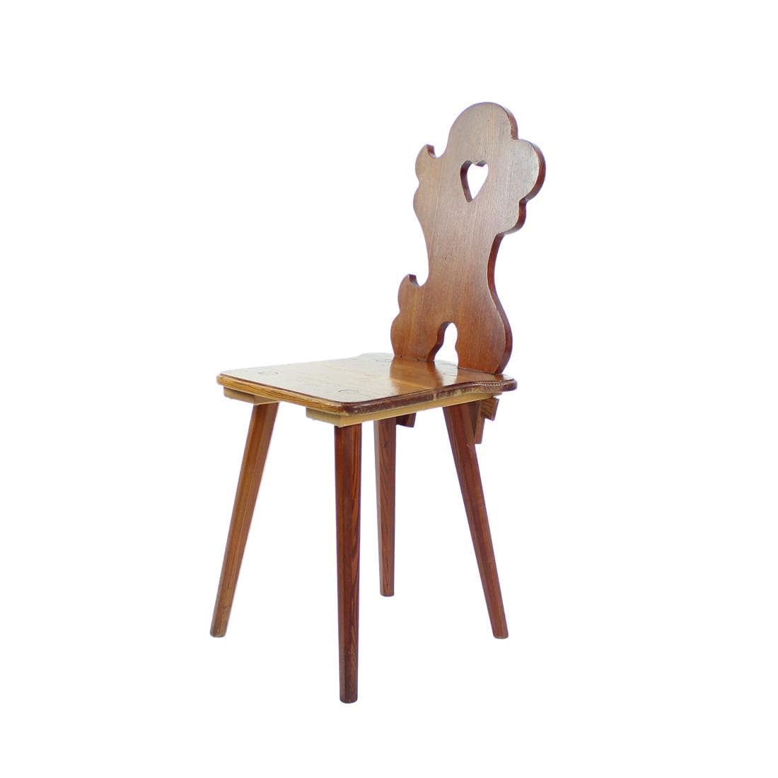 Krzesło jadalniane folk, modrzew brązowy, Czechosłowacja, lata 70.