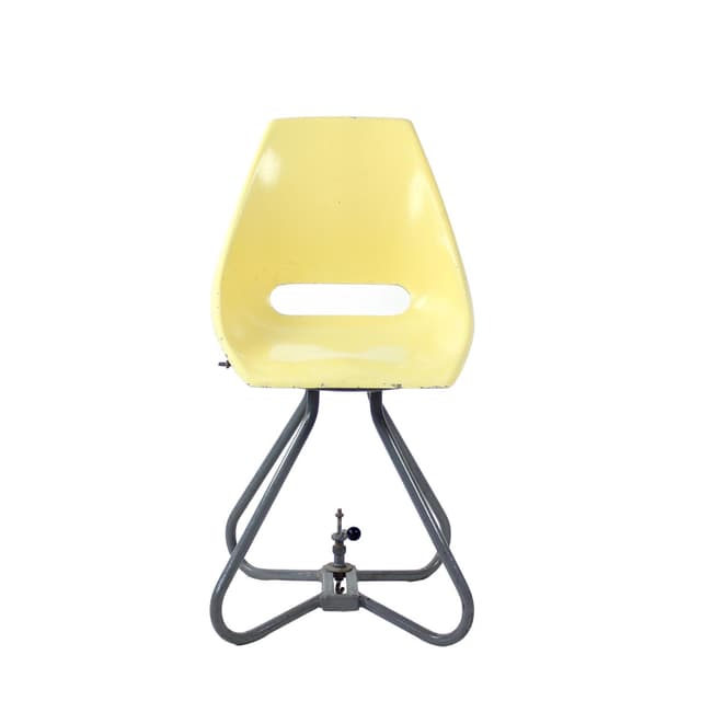 Krzesło tramwajowe, żółty fiberglass, stal szara, proj. M. Navratil, Czechosłowacja, lata 60. - WYMIARY