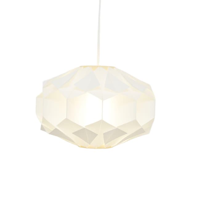 Lampa wisząca, biały, tworzywo, proj. L. Schiøler, Dania, lata 70. - WYMIARY