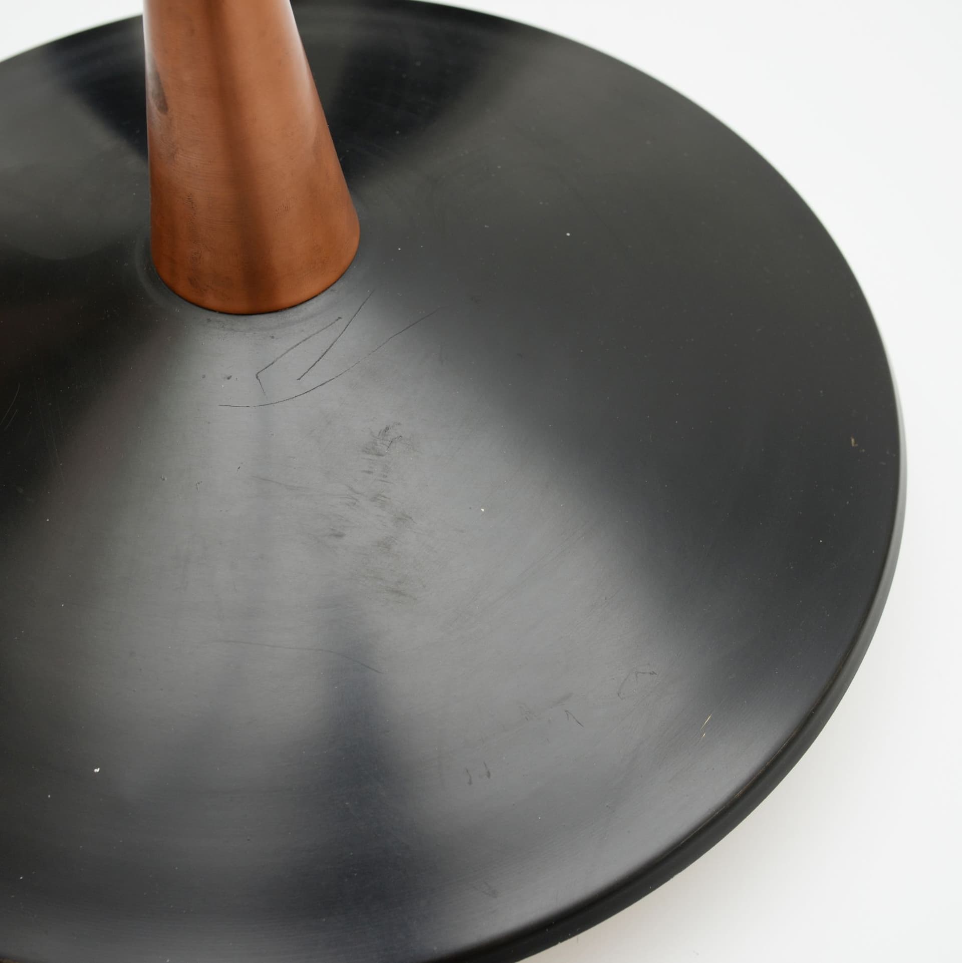 Lampa wisząca, metal czarny, miedź, szkło, Dania, lata 70. - 299833