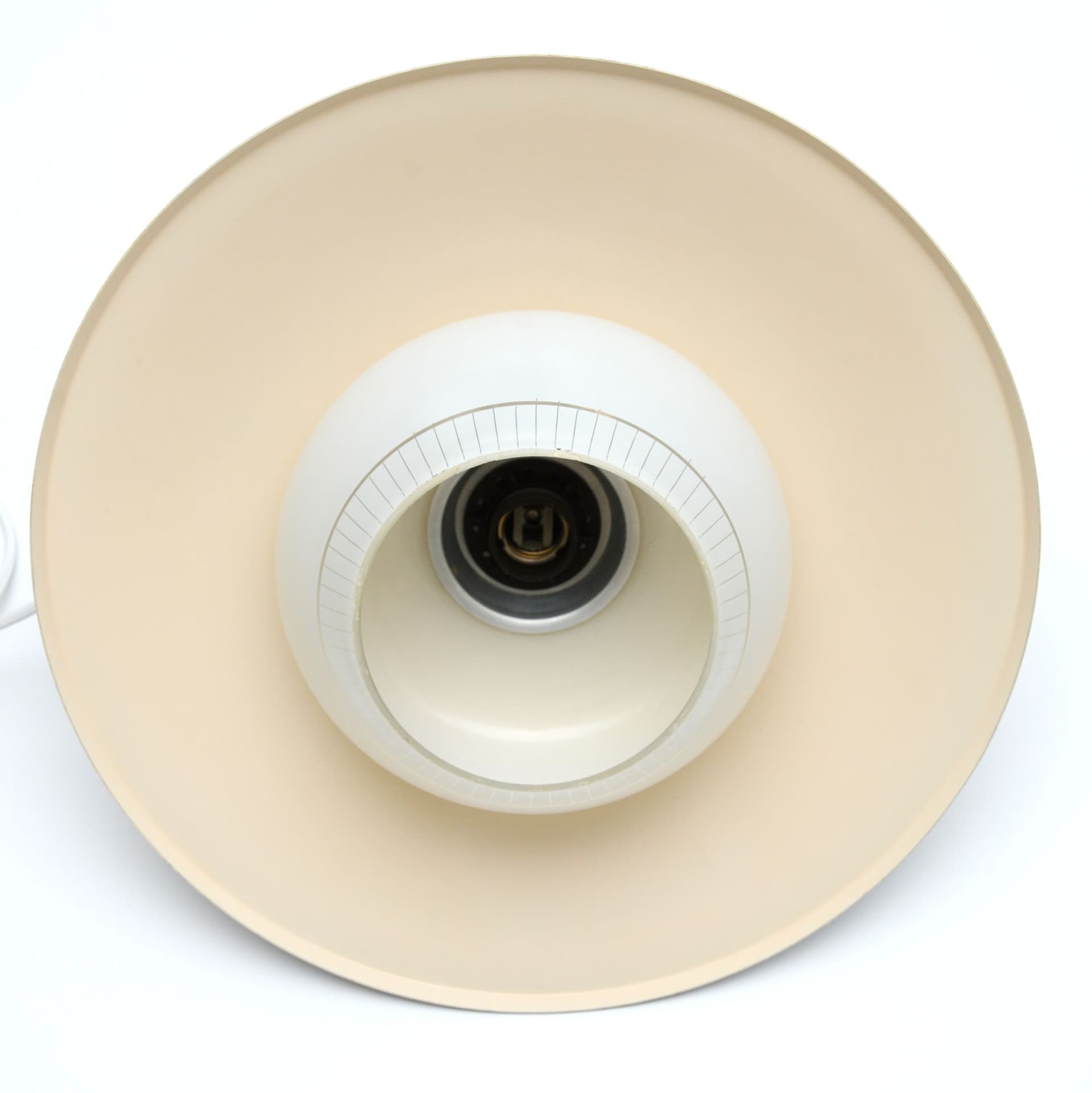 Lampa wisząca, metal czarny, miedź, szkło, Dania, lata 70. - 299830