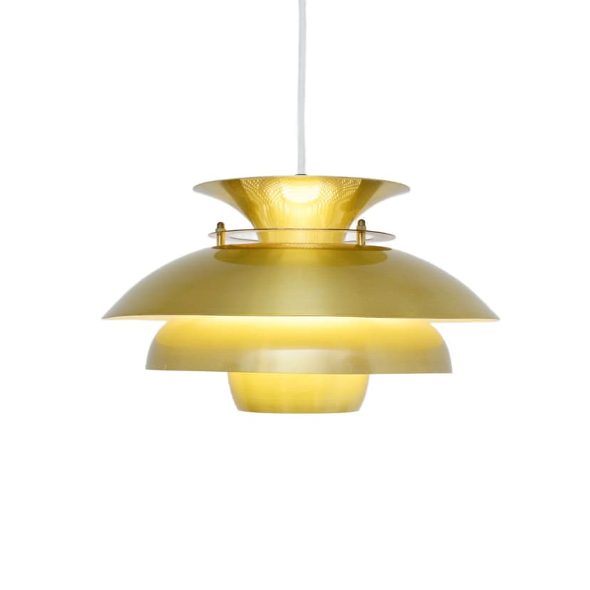 Lampa wisząca, złoty, aluminium, Dania, lata 70.