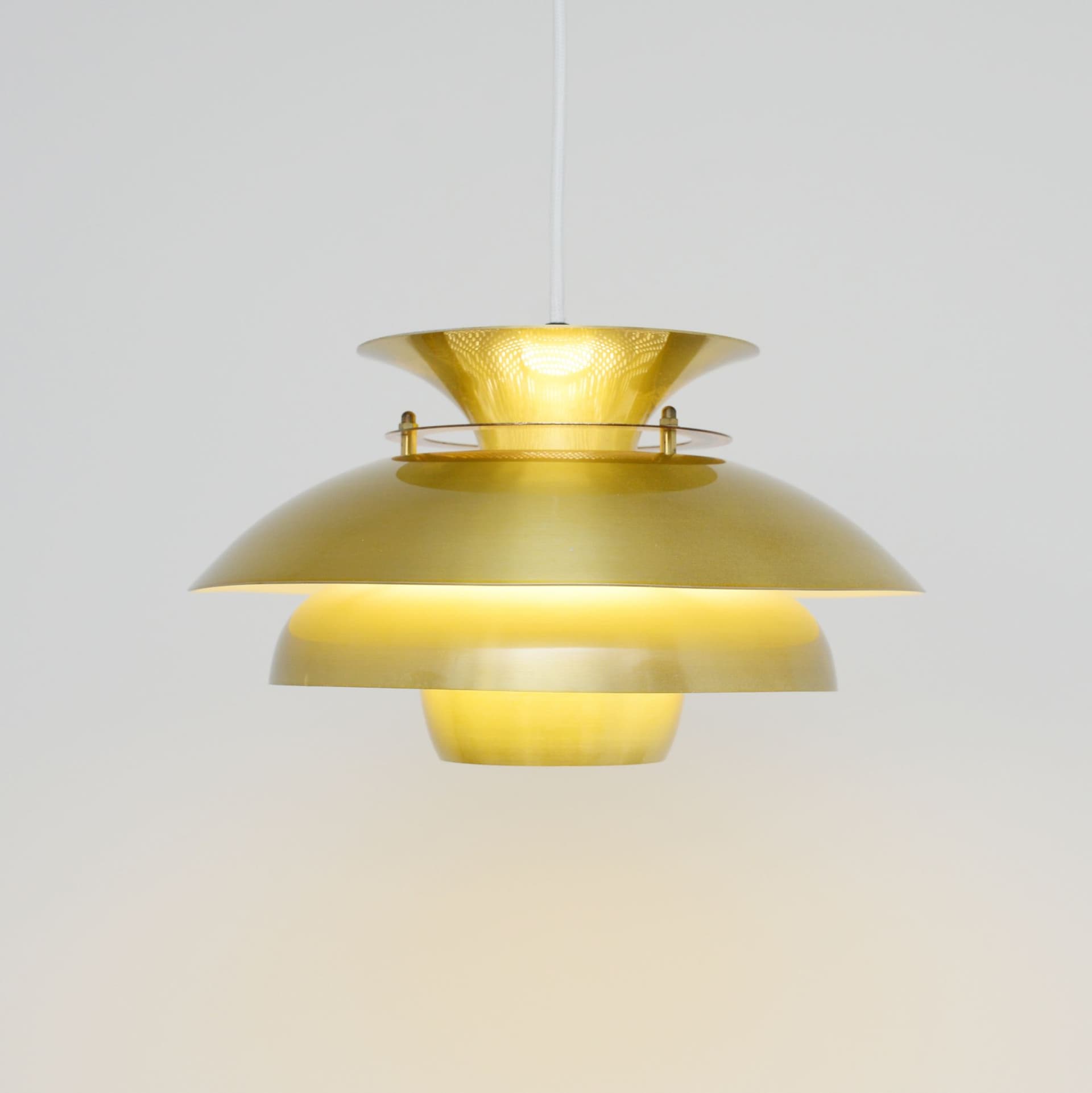 Lampa wisząca, złoty, aluminium, Dania, lata 70. - 299837