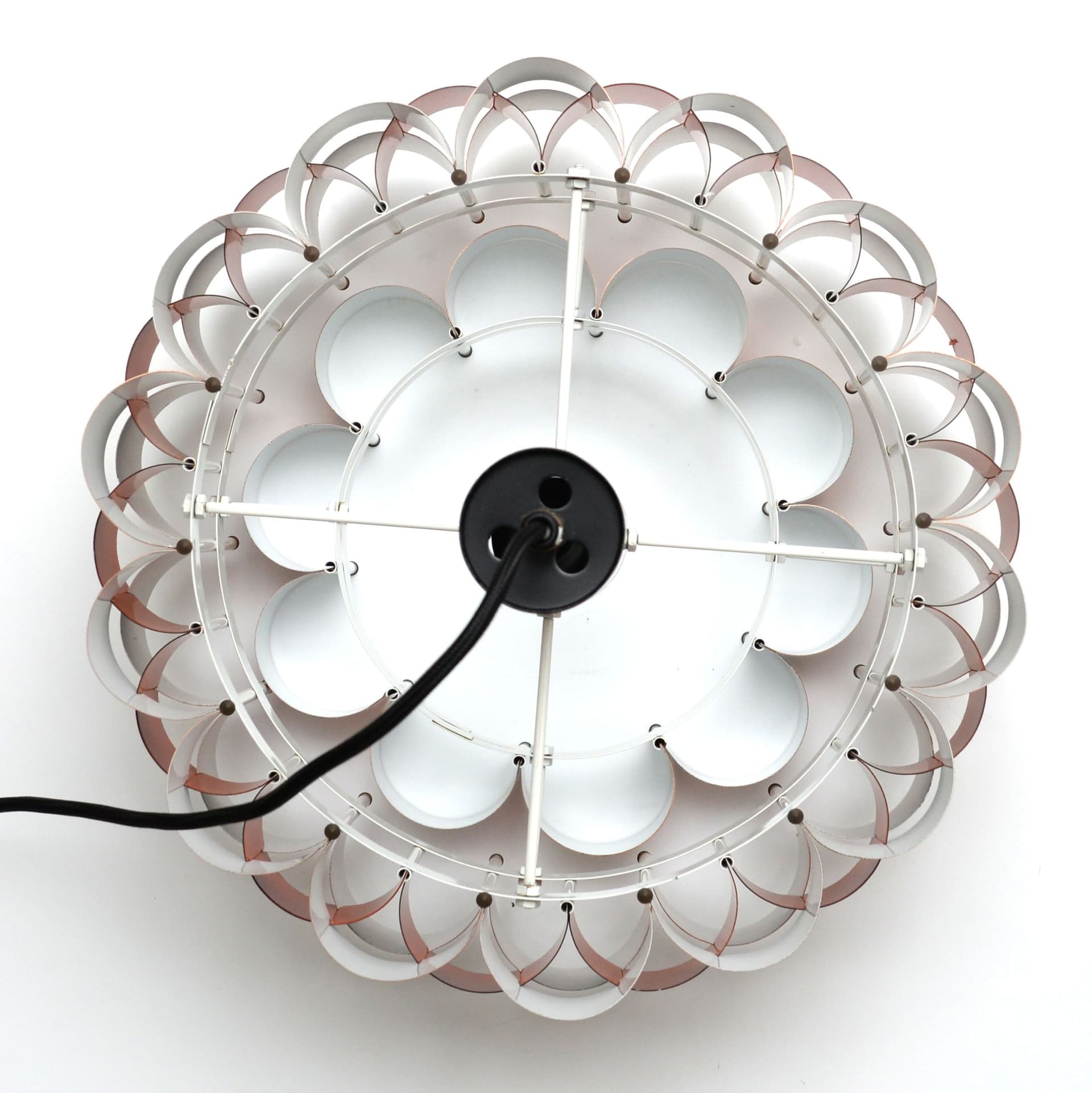 Lampa wisząca, miedź złoty, metal czarny, proj. W. Schou, Dania, lata 70. - 299853