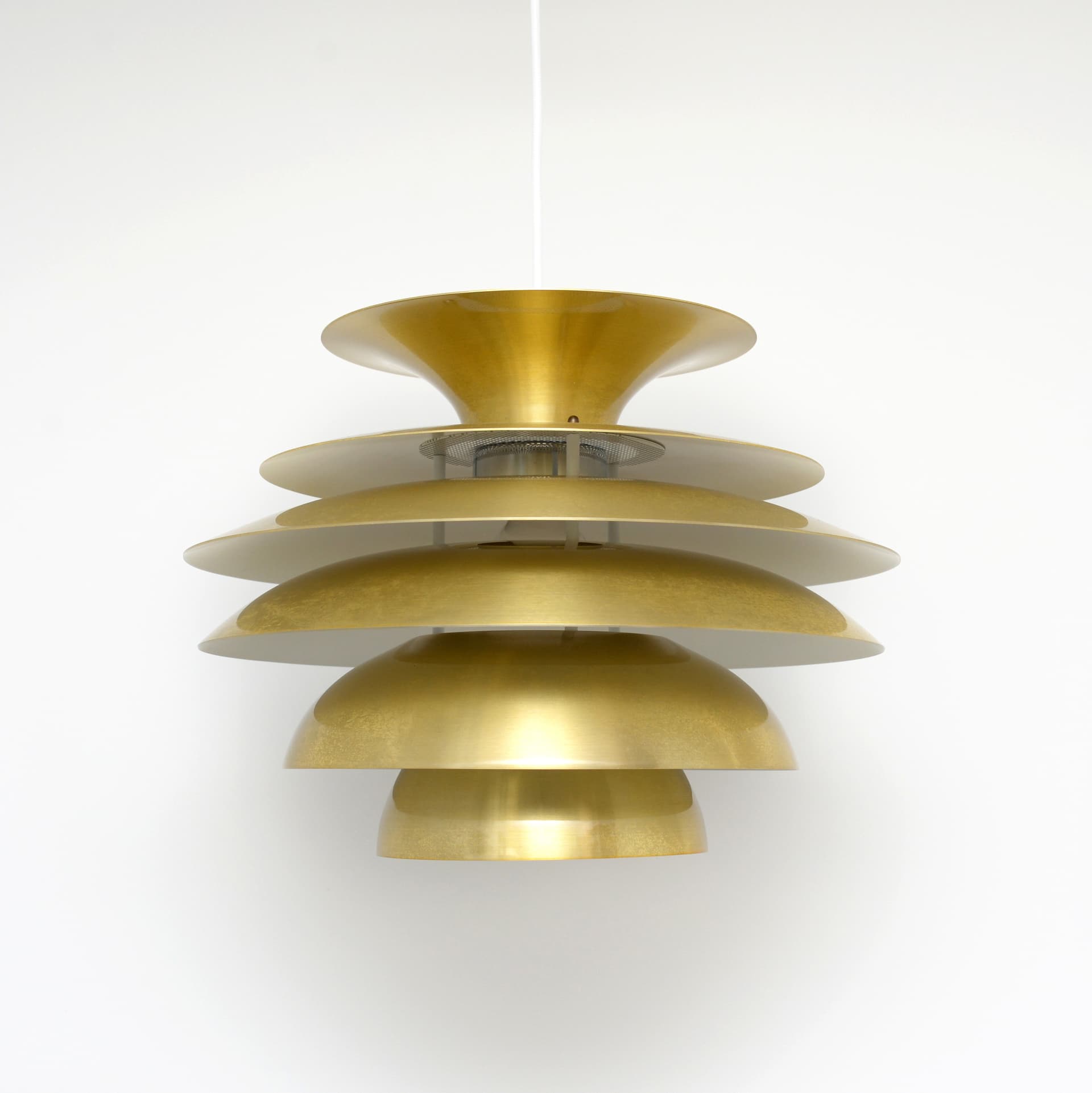 Lampa wisząca, złota, metal, Dania, lata 70. - 299857