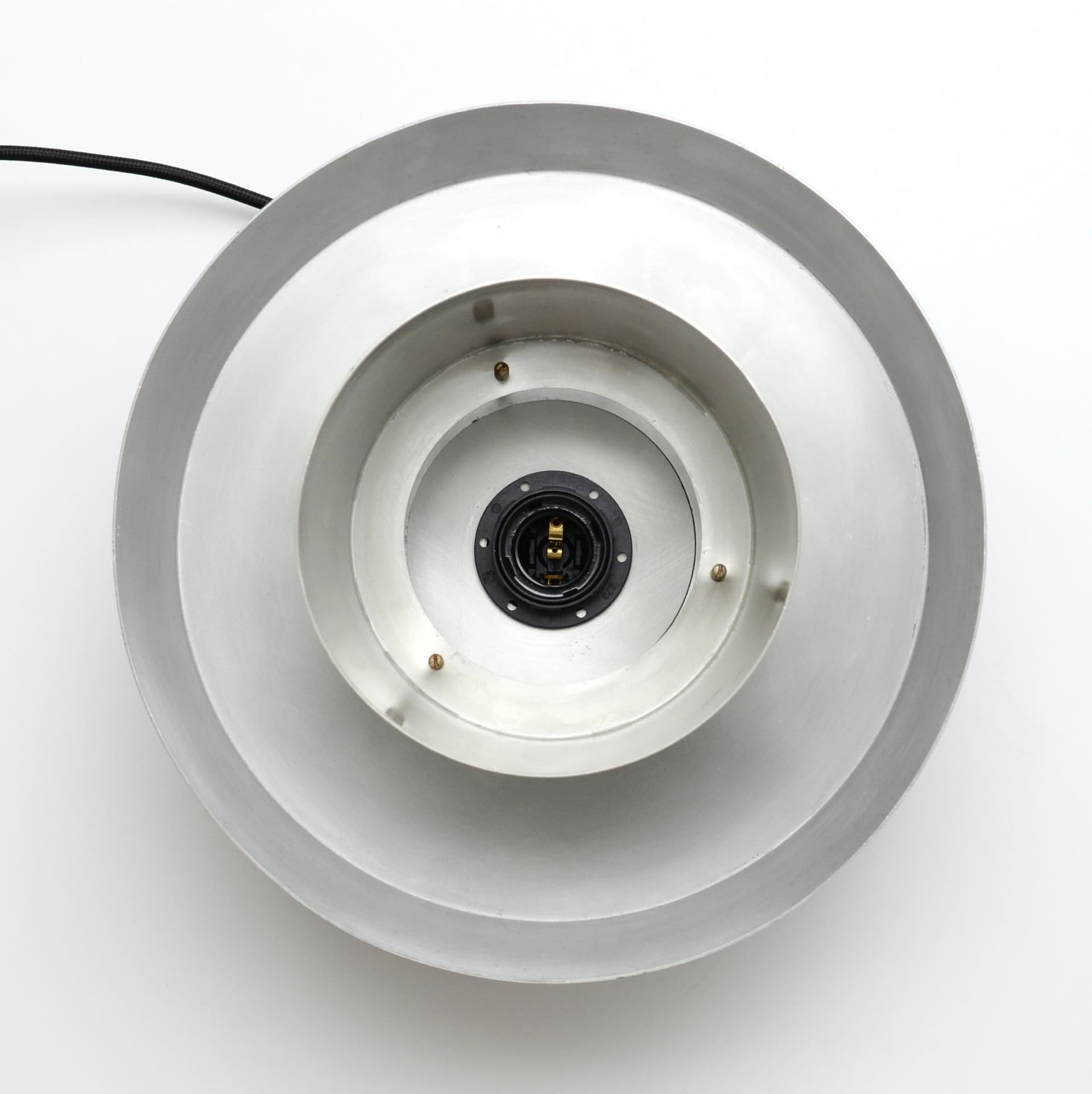 Lampa wisząca, srebrny aluminium, czarny aluminium, Szwecja, lata 60. - 299869