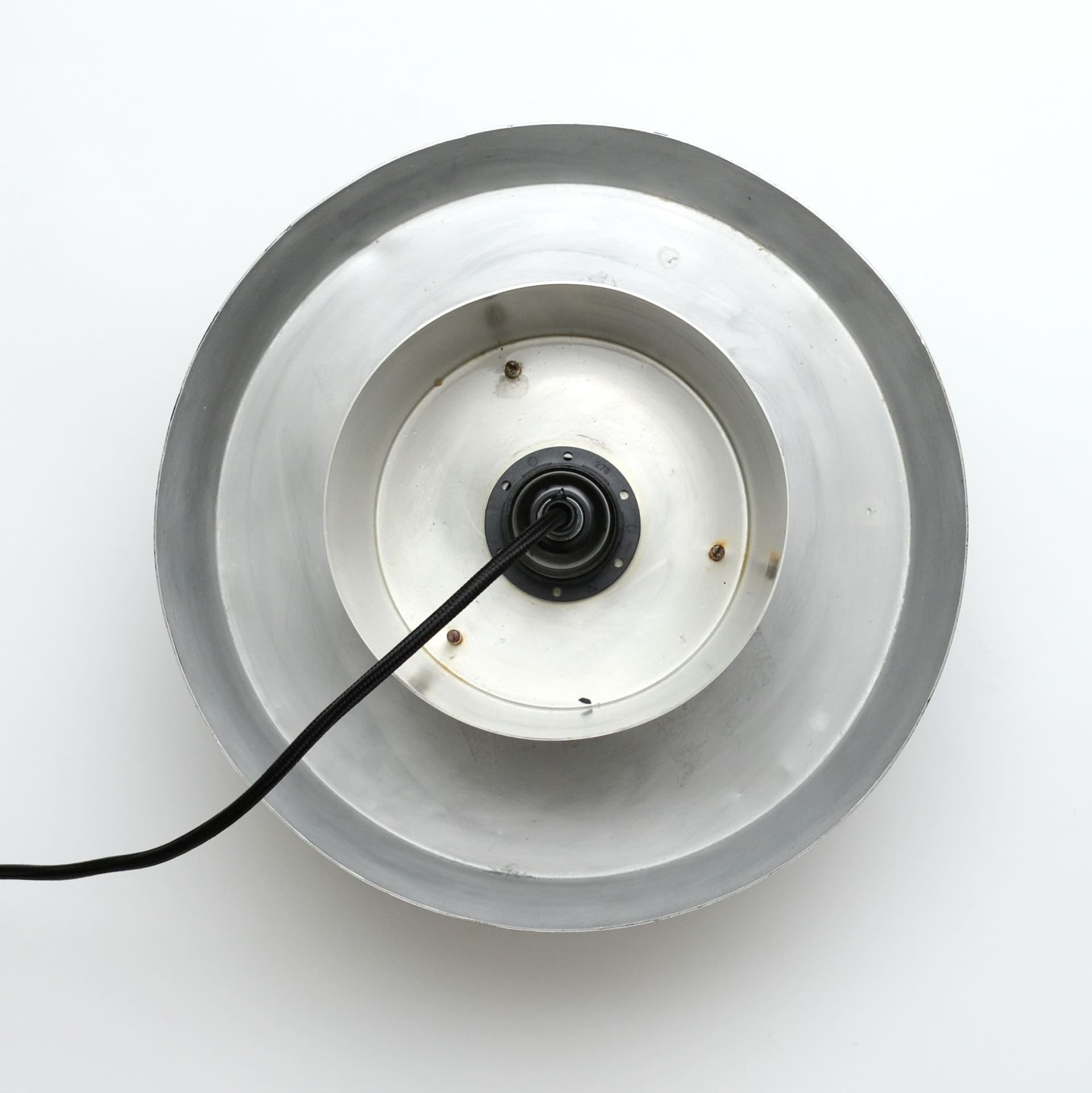 Lampa wisząca, srebrny aluminium, czarny aluminium, Szwecja, lata 60. - 299868