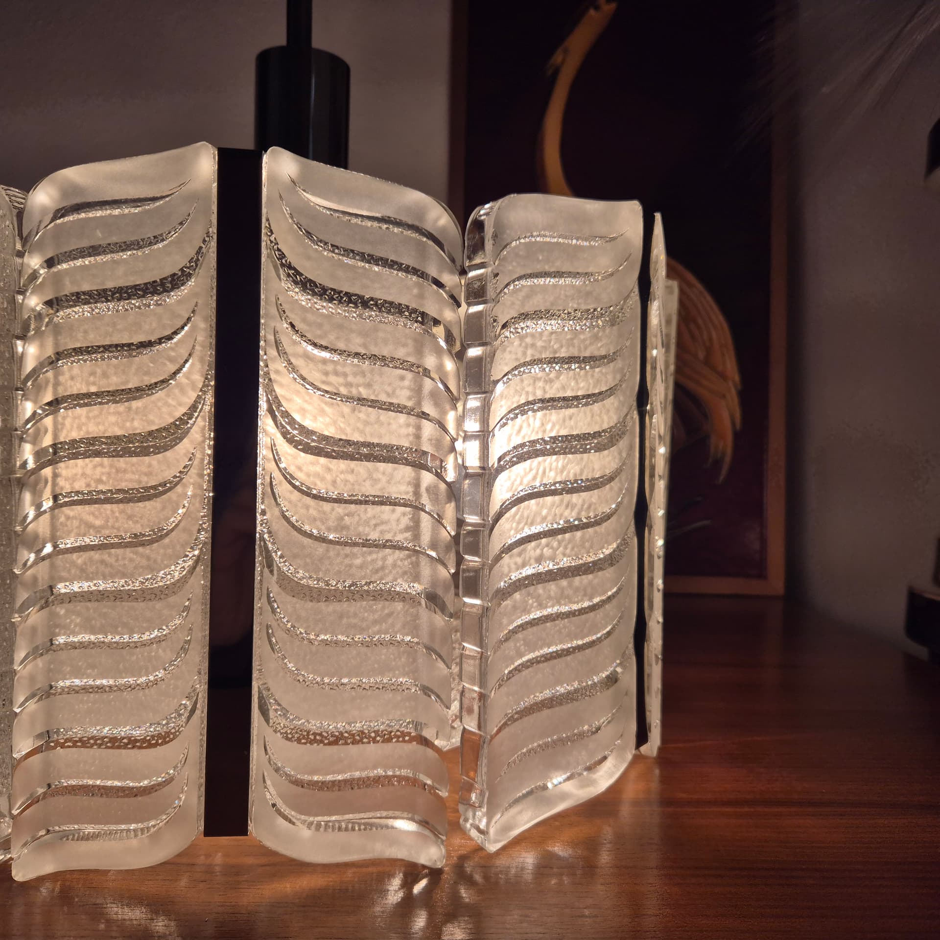 Chandelier, transparent crystal, silver metal, Kalmar, Austria, 1960s. - 299914