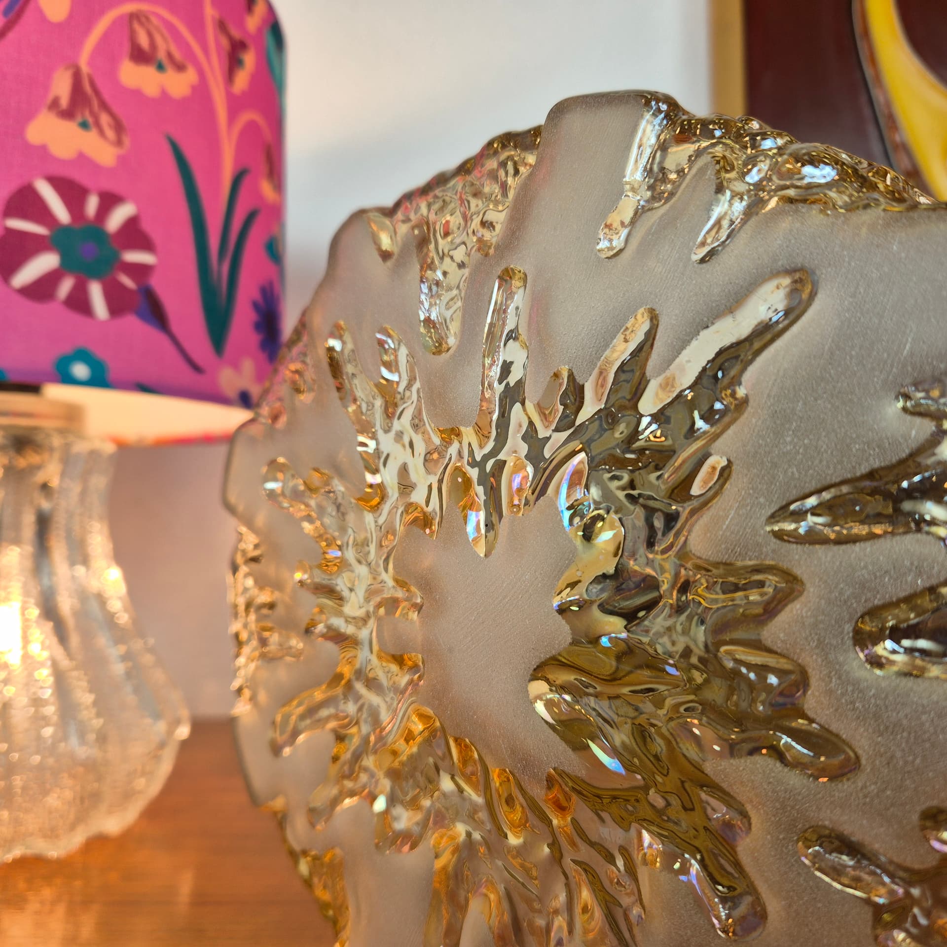 Ceiling Lamp Honsel, gold transparent glass, Germany, 1960s. - 299989