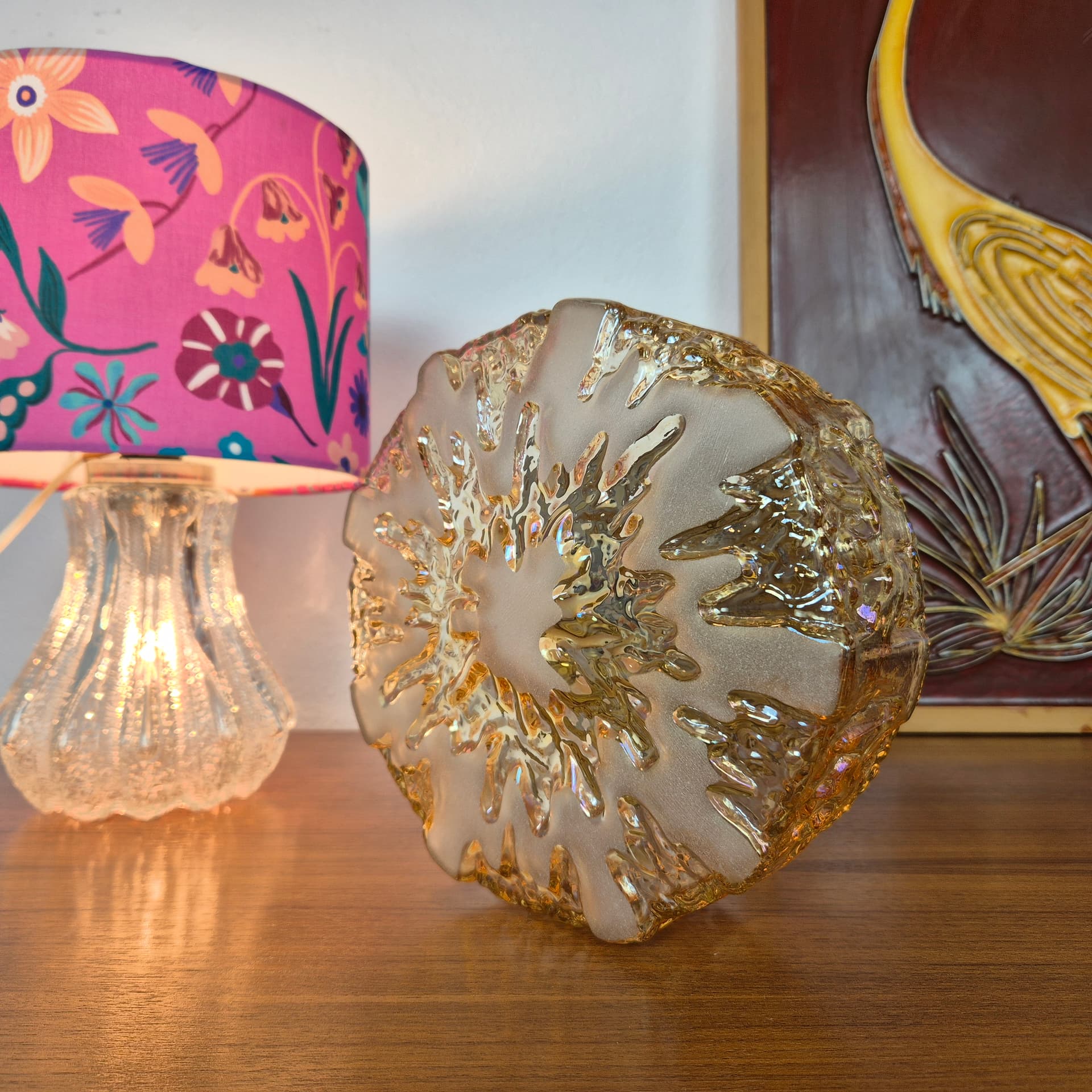 Ceiling Lamp Honsel, gold transparent glass, Germany, 1960s. - 299991