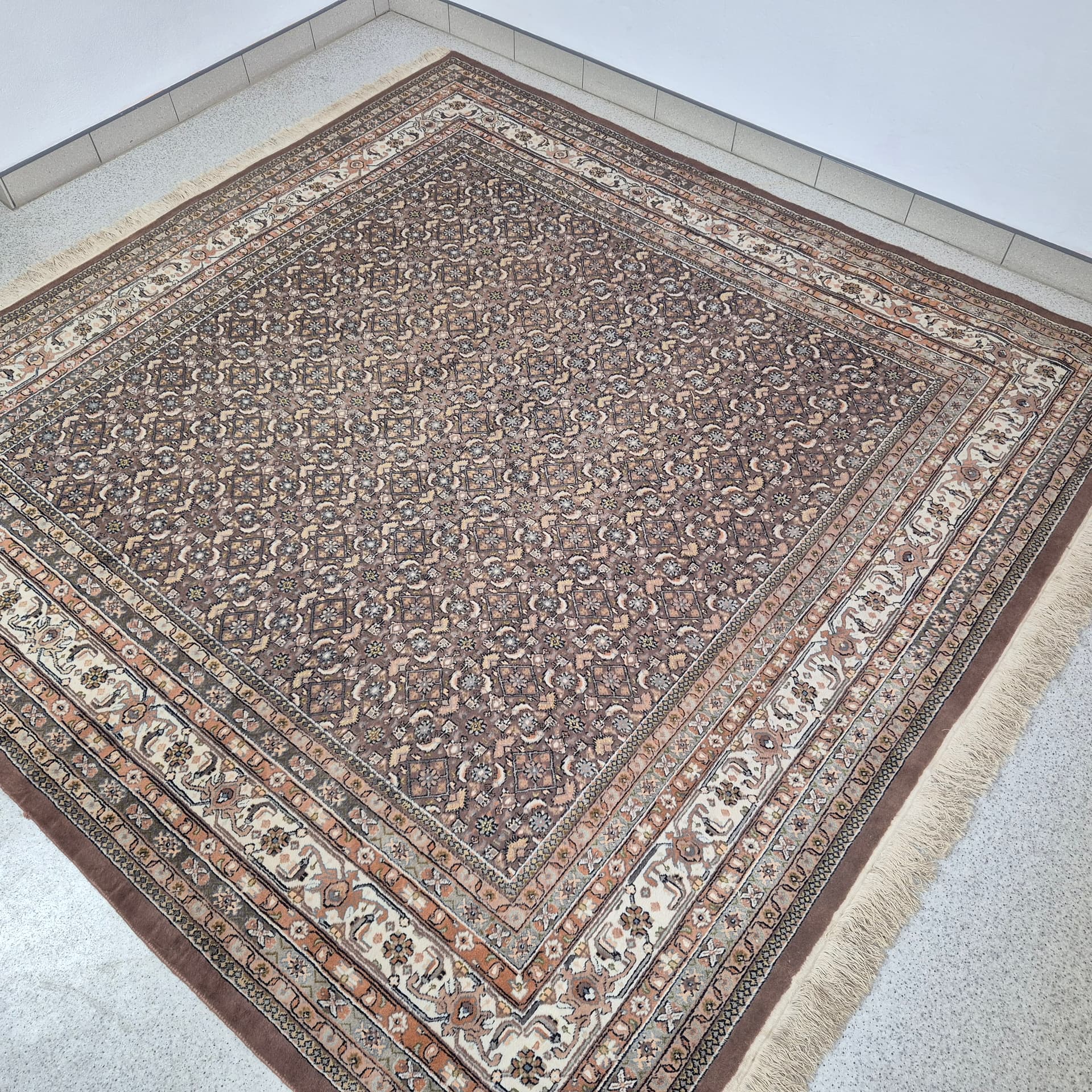 Dywan Herati 258x258 cm, brązowy, wełna, Iran, lata 60. - 300003