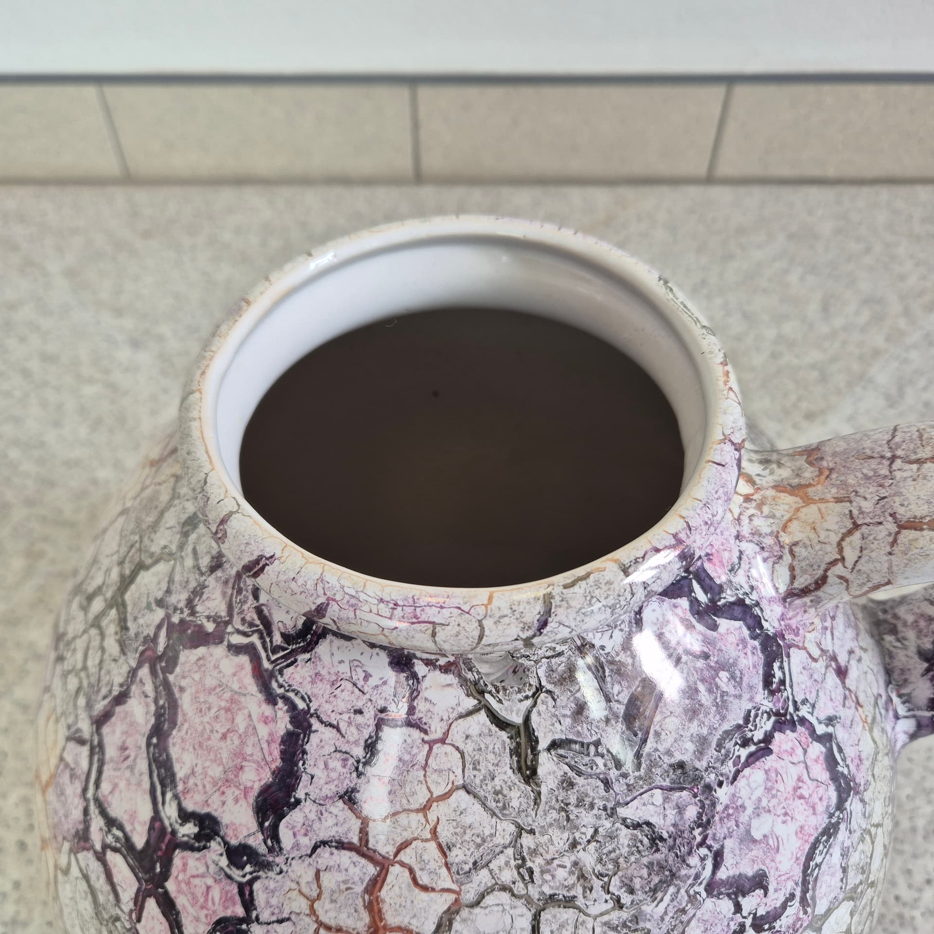Floor vase, light grey with purple, black and orange, ceramics, Germany, 1970s. - 300017