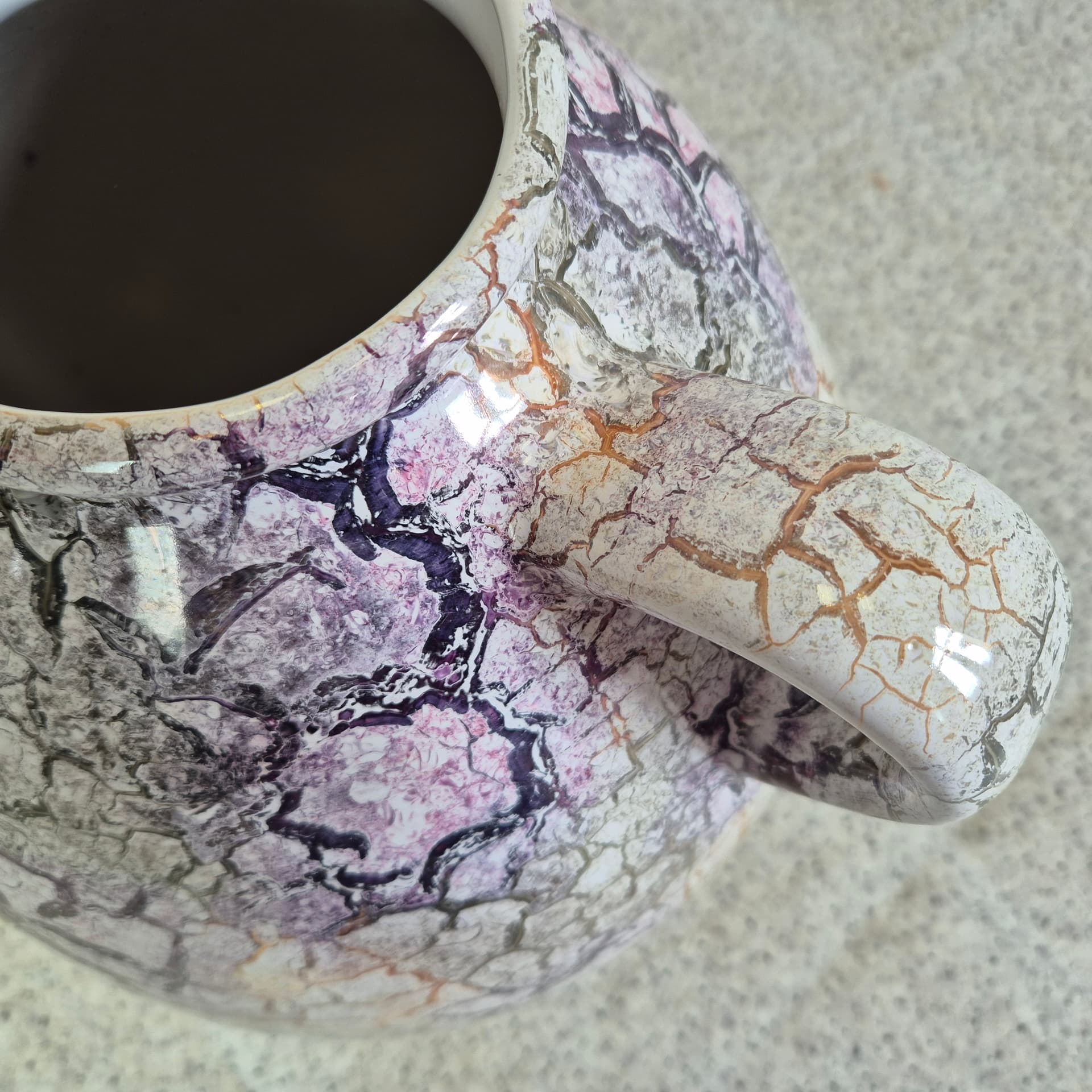 Floor vase, light grey with purple, black and orange, ceramics, Germany, 1970s. - 300016