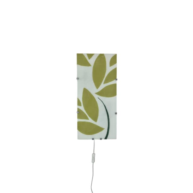 Wall lamp Gyllen, white glass, green metal, by J. Treutiger, for Ikea, Sweden, 21st c. - DIMENSION