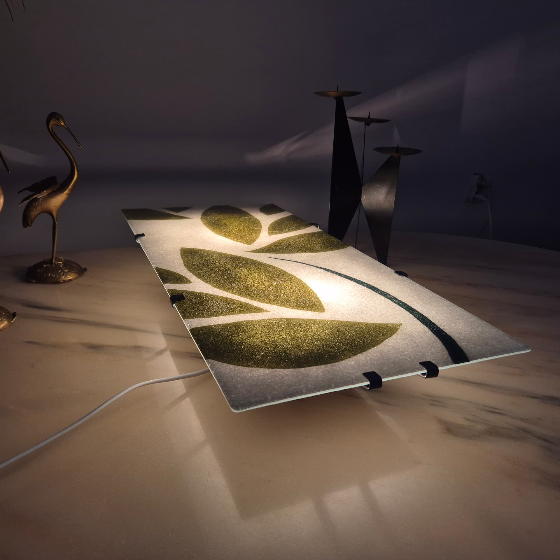 Wall lamp Gyllen, white glass, green metal, by J. Treutiger, for Ikea, Sweden, 21st c. - 300054