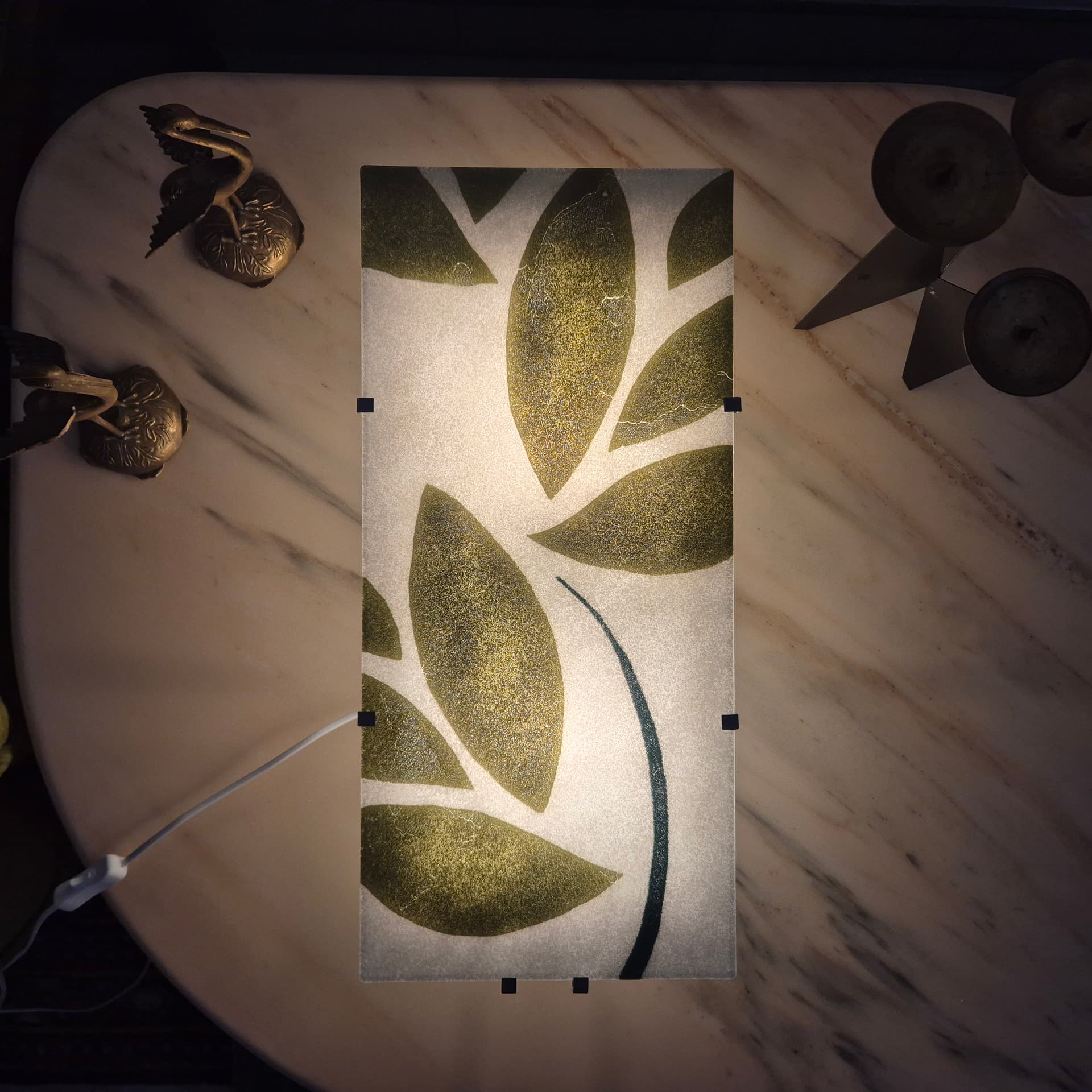 Wall lamp Gyllen, white glass, green metal, by J. Treutiger, for Ikea, Sweden, 21st c. - 300056