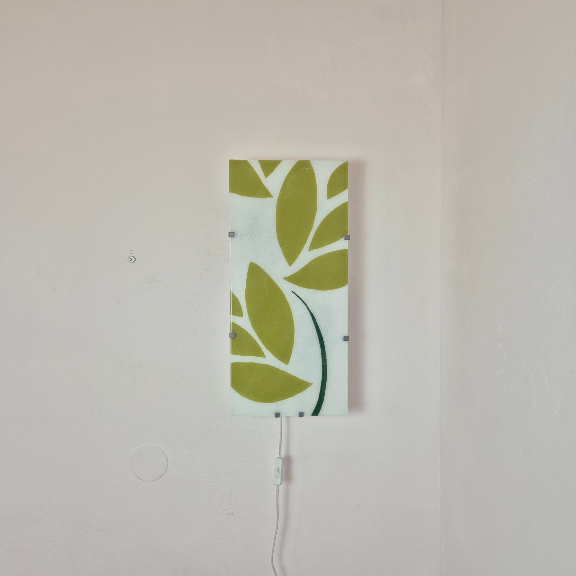 Wall lamp Gyllen, white glass, green metal, by J. Treutiger, for Ikea, Sweden, 21st c. - 300048