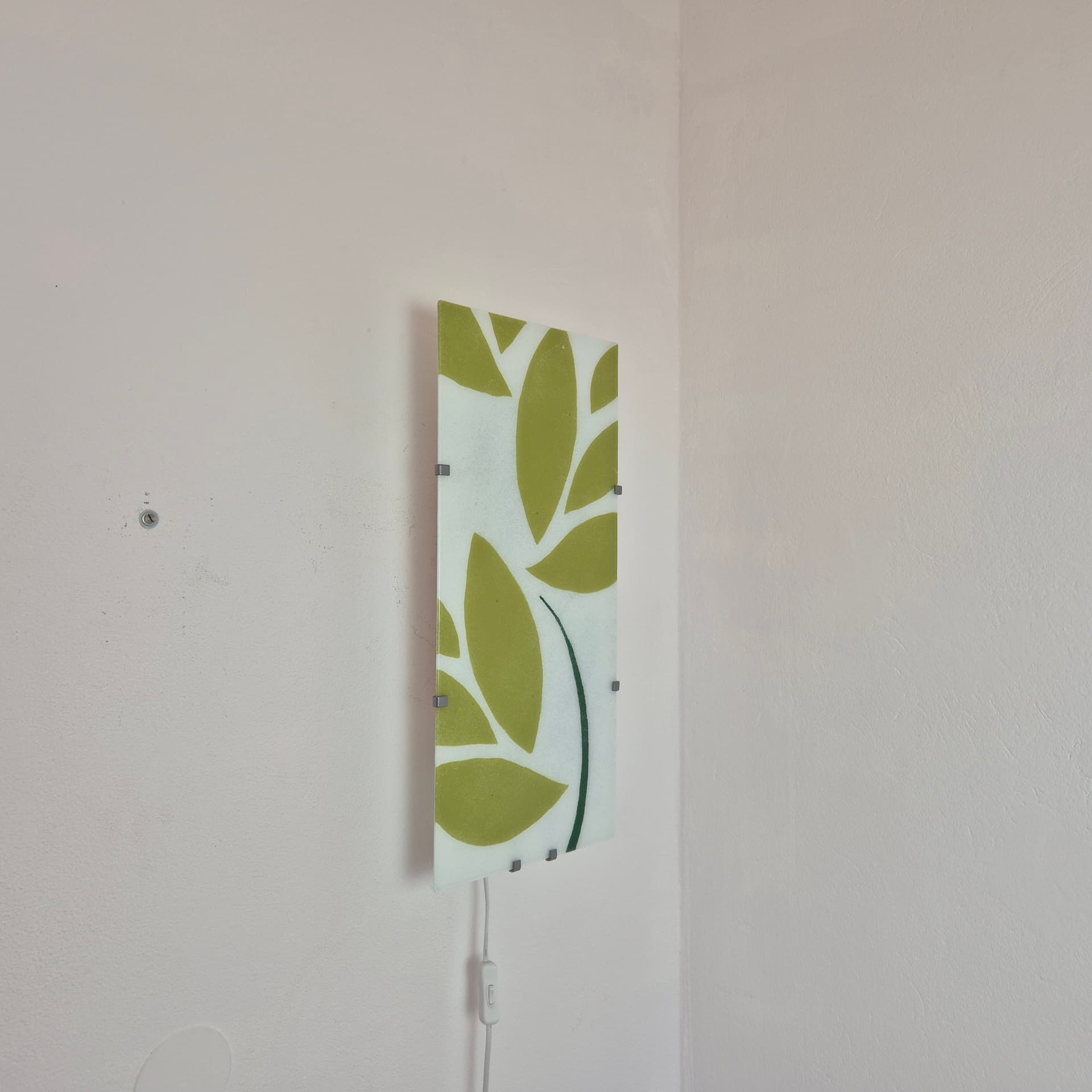 Wall lamp Gyllen, white glass, green metal, by J. Treutiger, for Ikea, Sweden, 21st c. - 300049