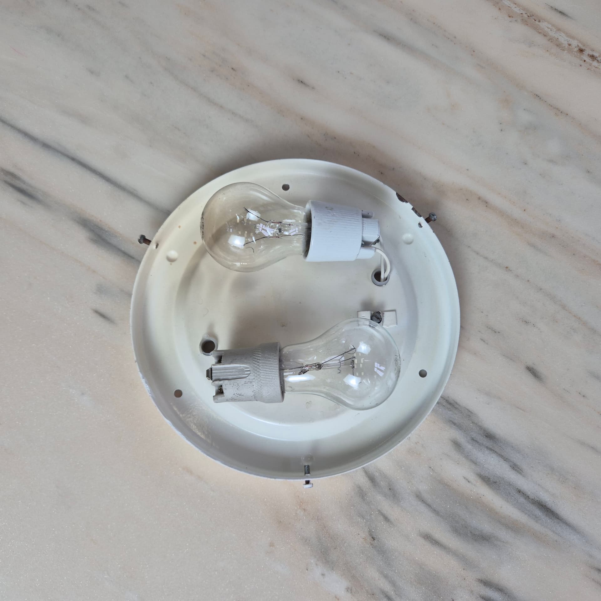 Flush mount, mid-century modern, yellow beige transparent glass, Hungary, 1960s. - 300091