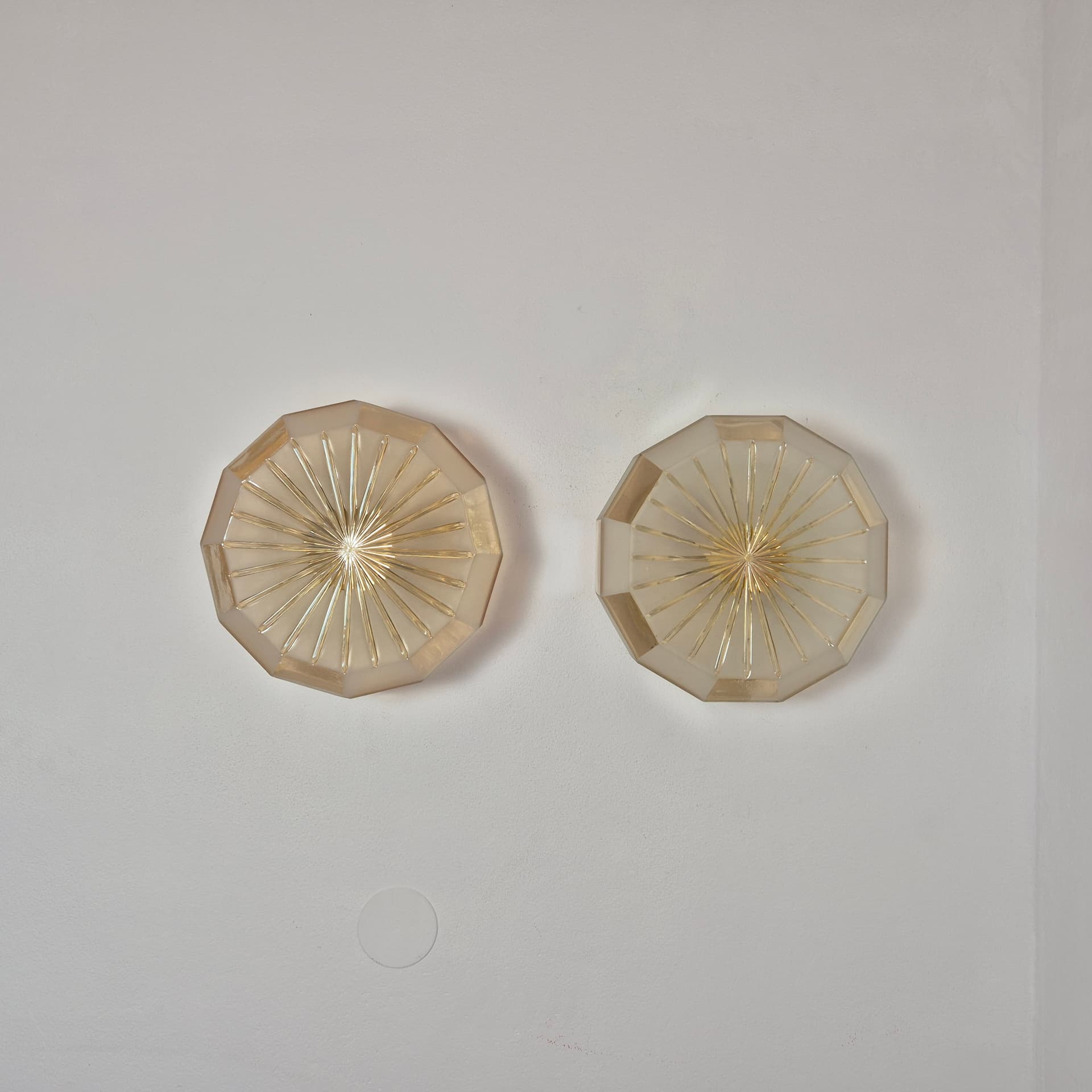 Flush mount, mid-century modern, yellow beige transparent glass, Hungary, 1960s. - 300089