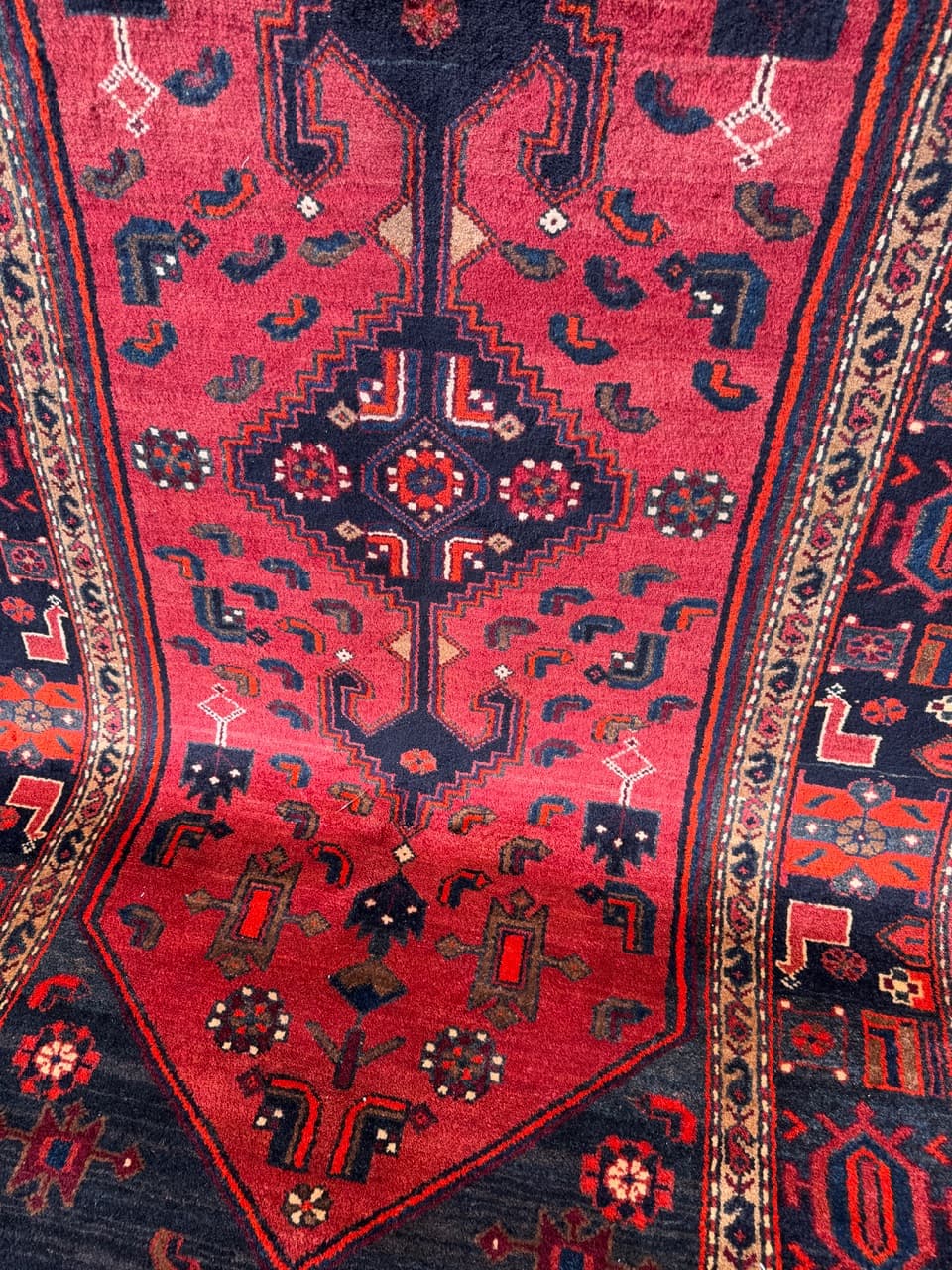 Dywan Hamadan 275x140 cm, czerwony czarny, wełna, Iran - 300190