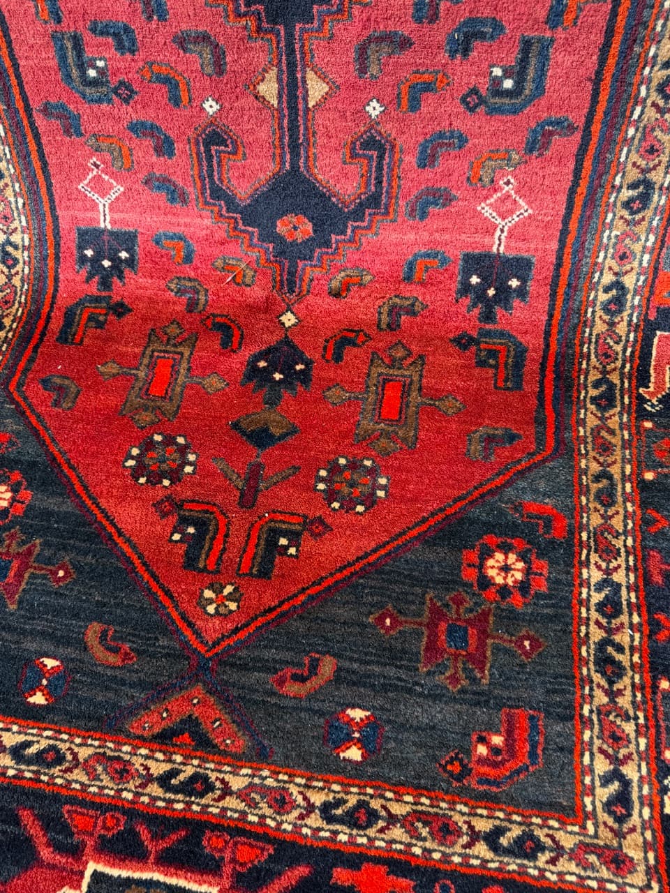 Dywan Hamadan 275x140 cm, czerwony czarny, wełna, Iran - 300187