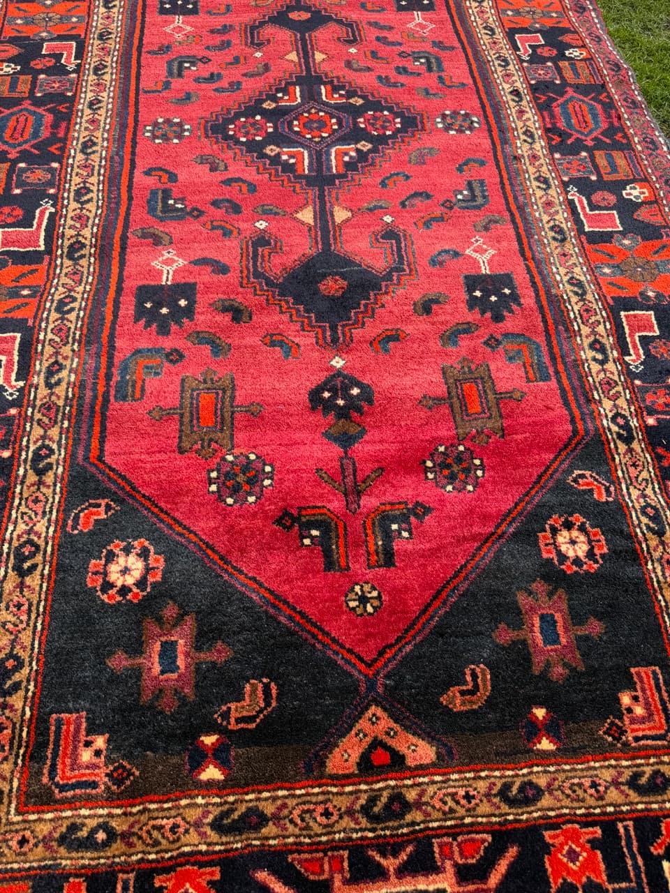 Dywan Hamadan 275x140 cm, czerwony czarny, wełna, Iran - 300198