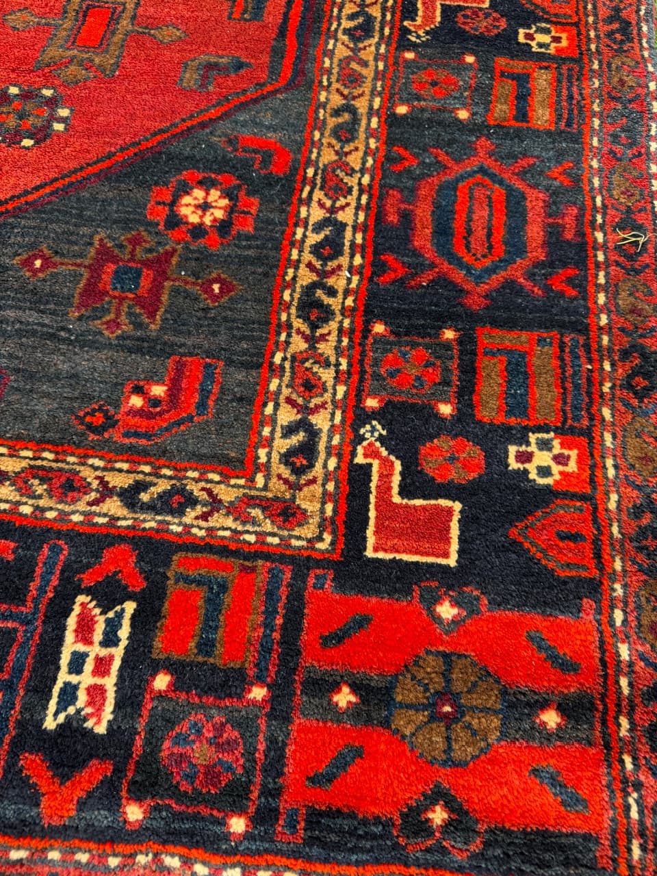 Dywan Hamadan 275x140 cm, czerwony czarny, wełna, Iran - 300191