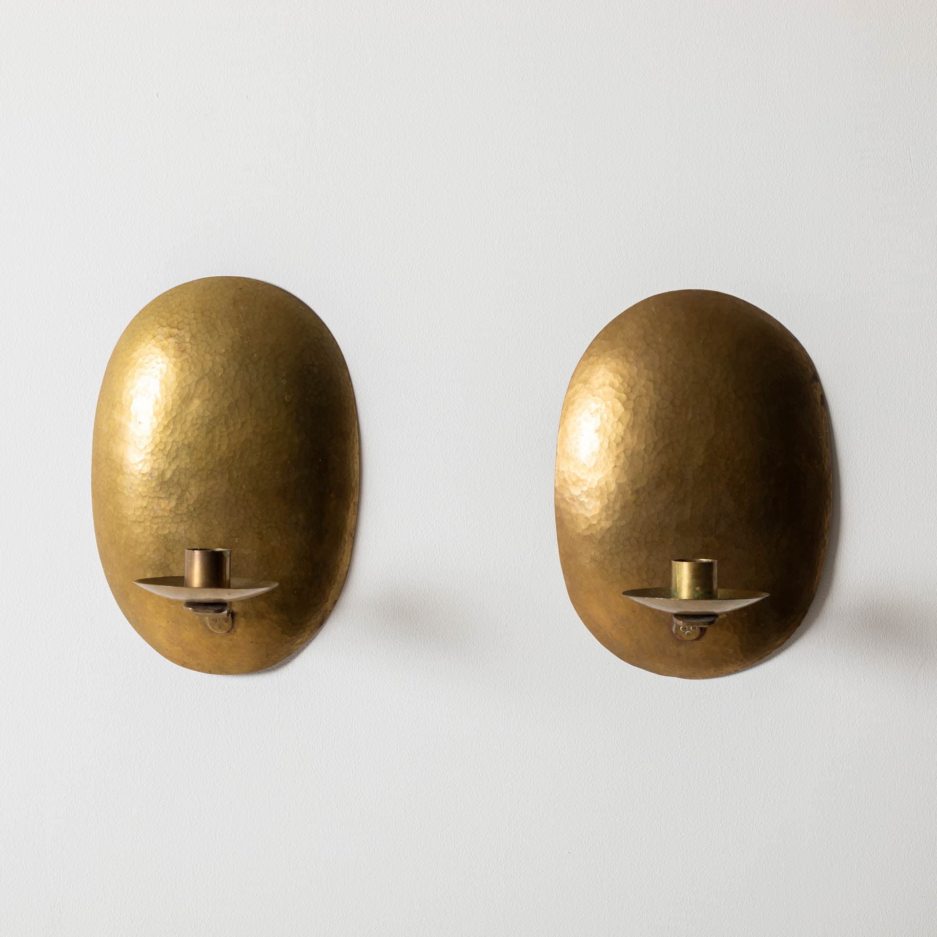 Set of Two Oval Wall Sconces, Gold Brass, Sweden, 1950s - 300200