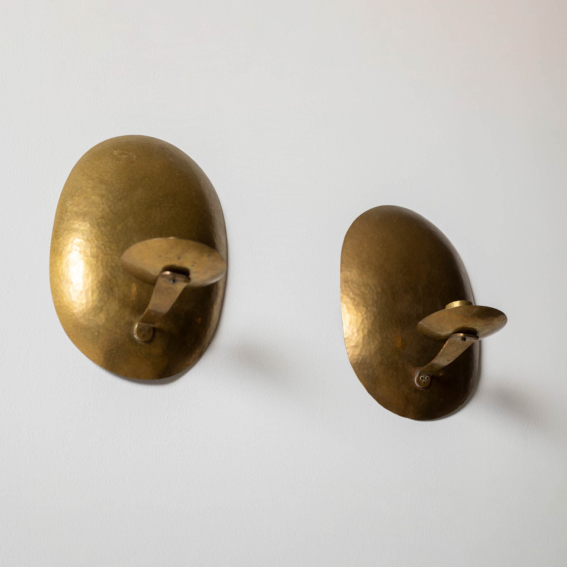 Set of Two Oval Wall Sconces, Gold Brass, Sweden, 1950s - 300202