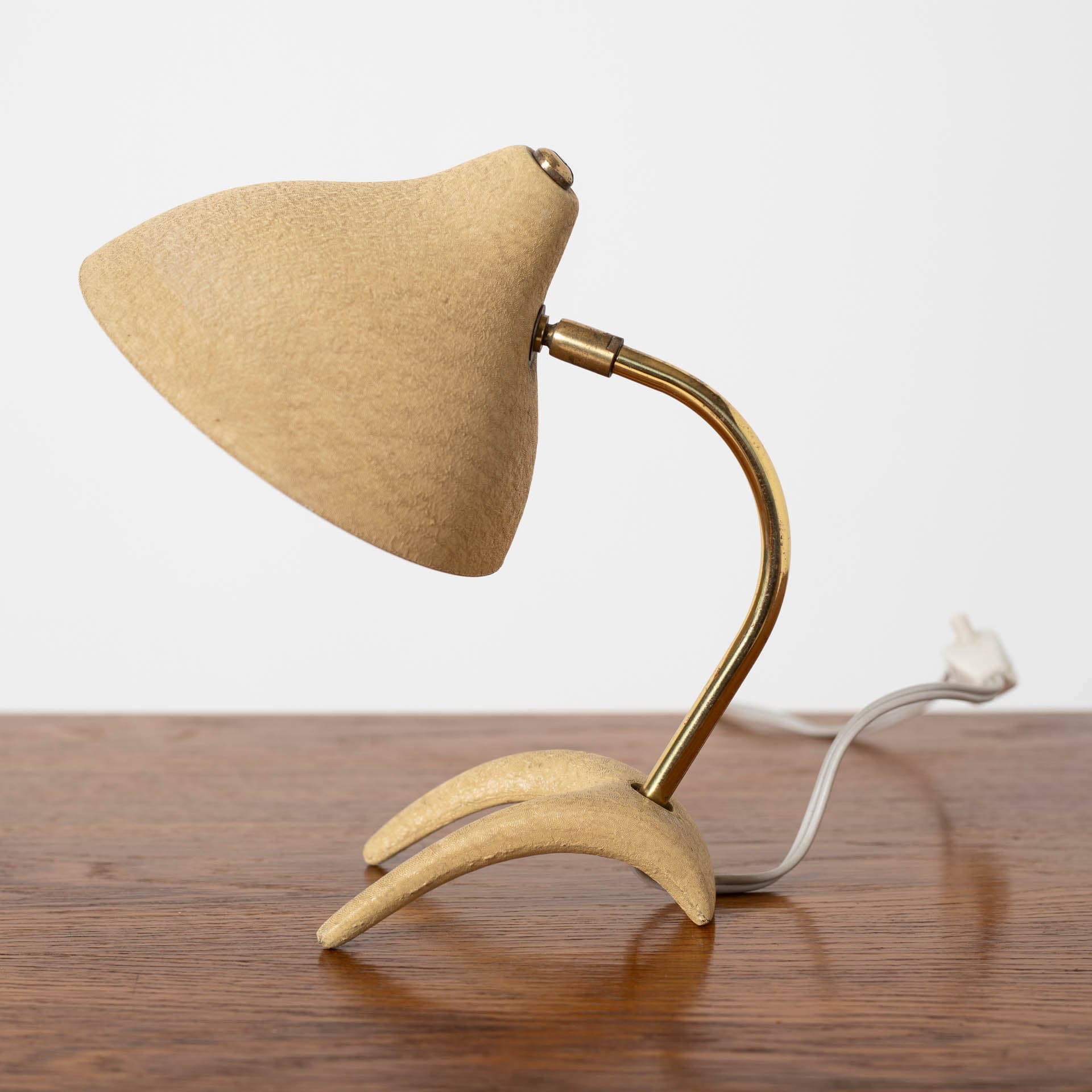 Table Lamp Krahenfuss, beige metal, gold brass, by K. H. Kinsky, Gebrüder Cosack, Germany, 1950s - 300206