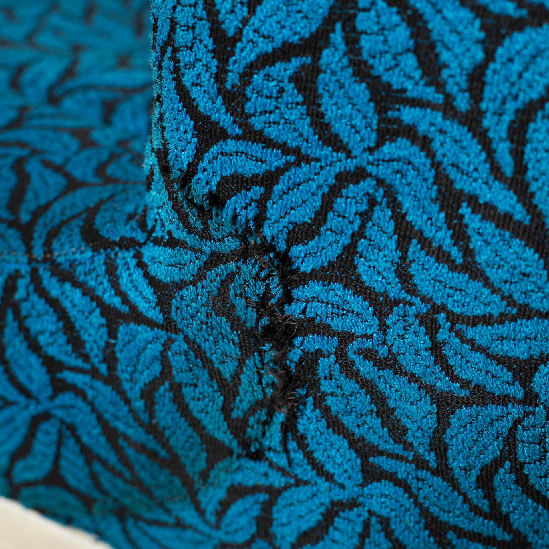 Set of Two Lounge Chairs Space Age, blue black fabric, cream plastic, metal, Czechoslovakia, 1970s - 300226