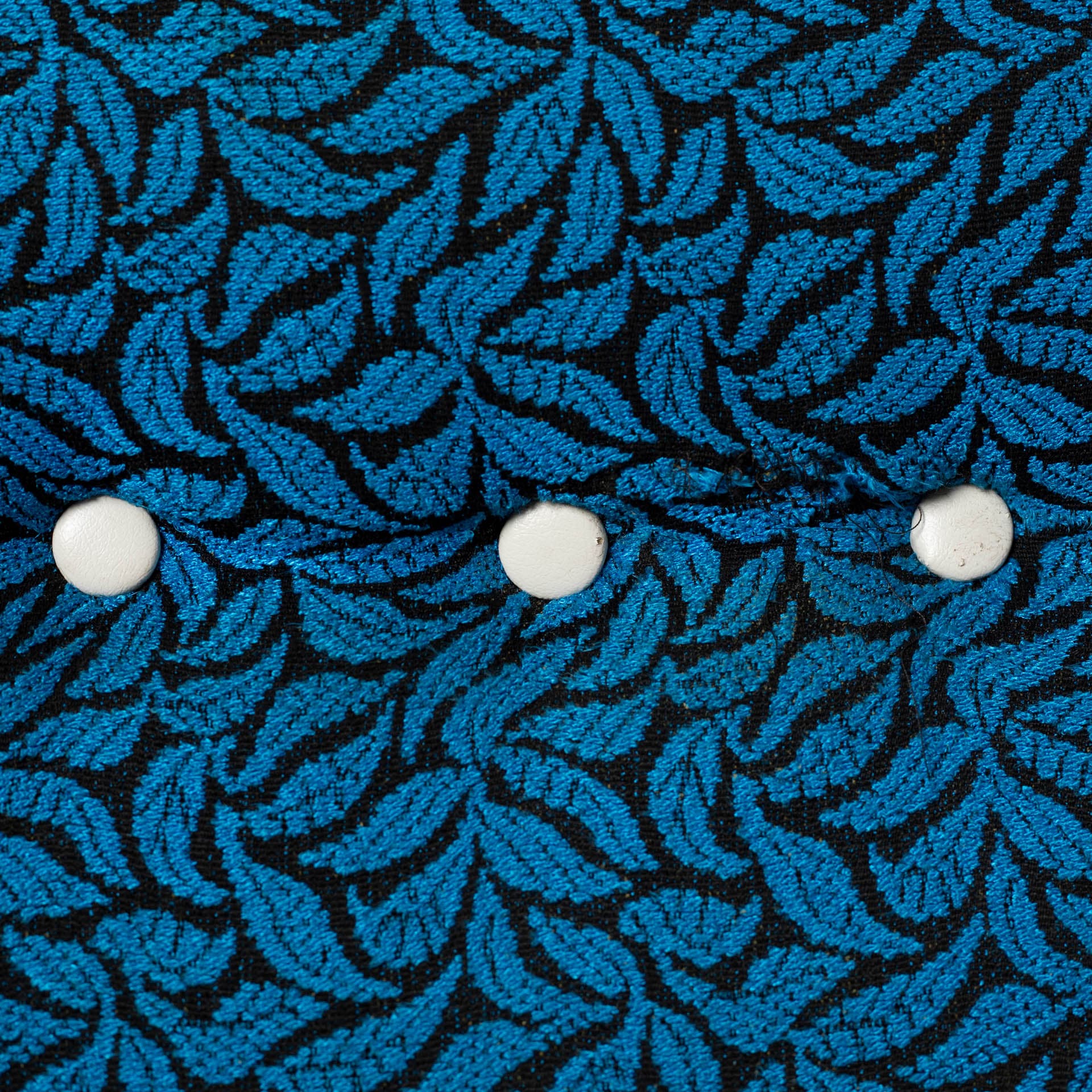 Set of Two Lounge Chairs Space Age, blue black fabric, cream plastic, metal, Czechoslovakia, 1970s - 300227