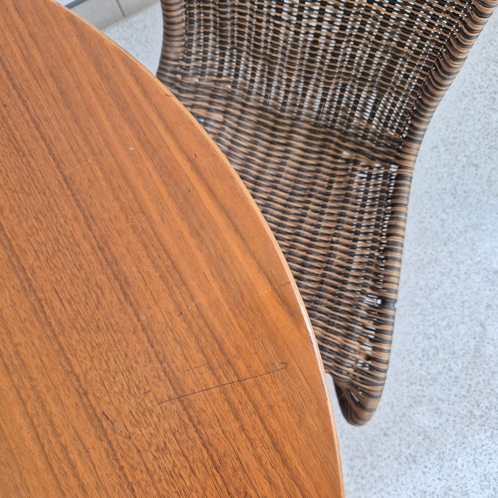 Chair, Verner Panton style, brown multicolor rattan, 1970s. - 300379