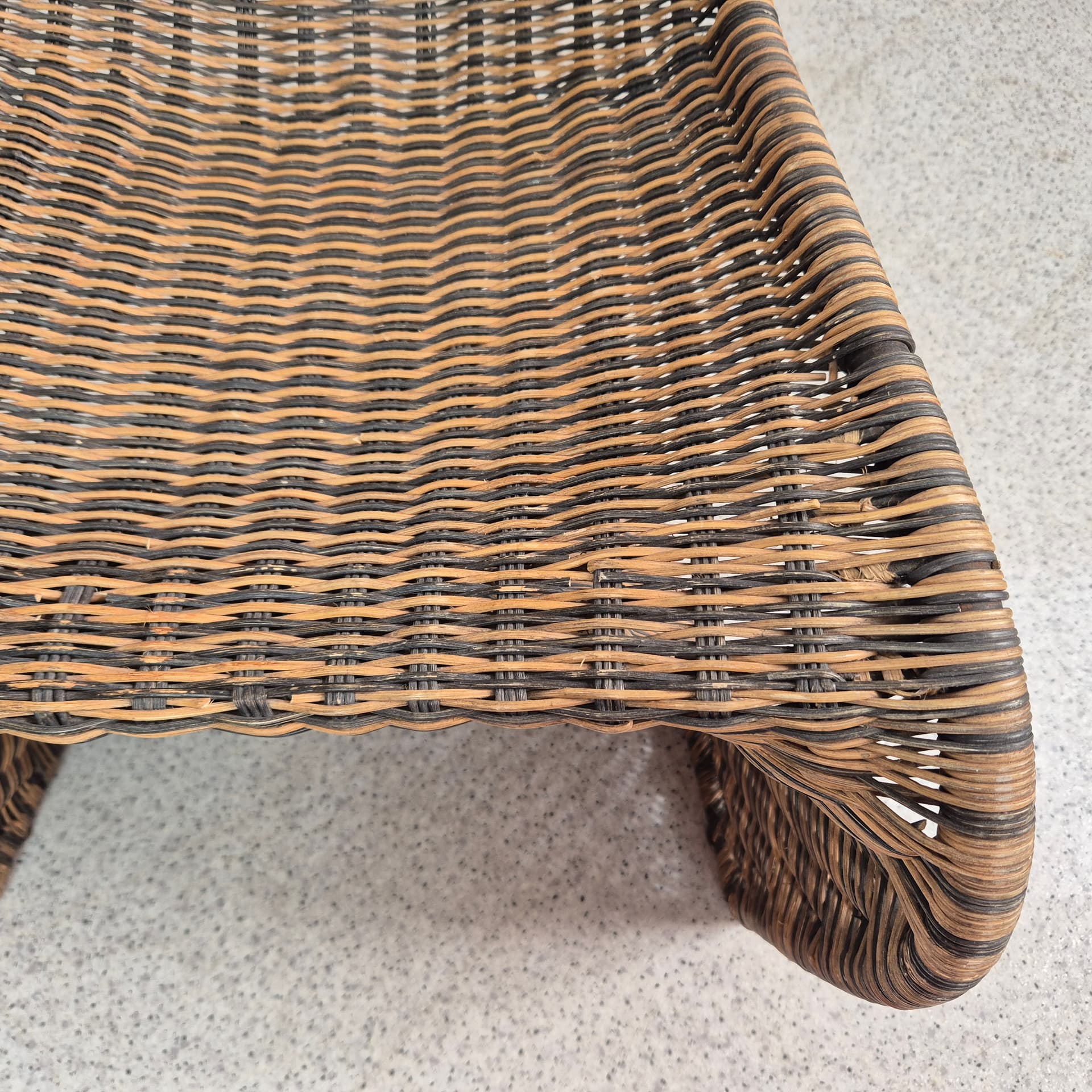 Chair, Verner Panton style, brown multicolor rattan, 1970s. - 300384