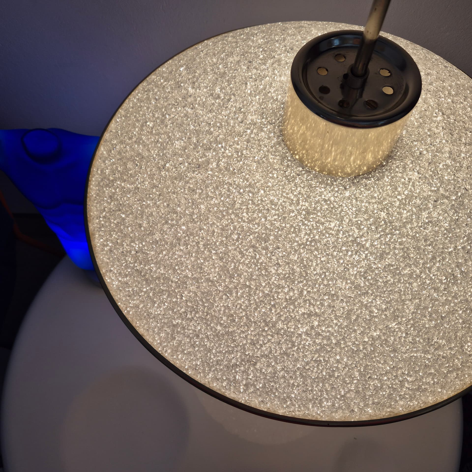 Pendant lamp UFO, white acrylic, gold metal, Germany, 1960s. - 300425