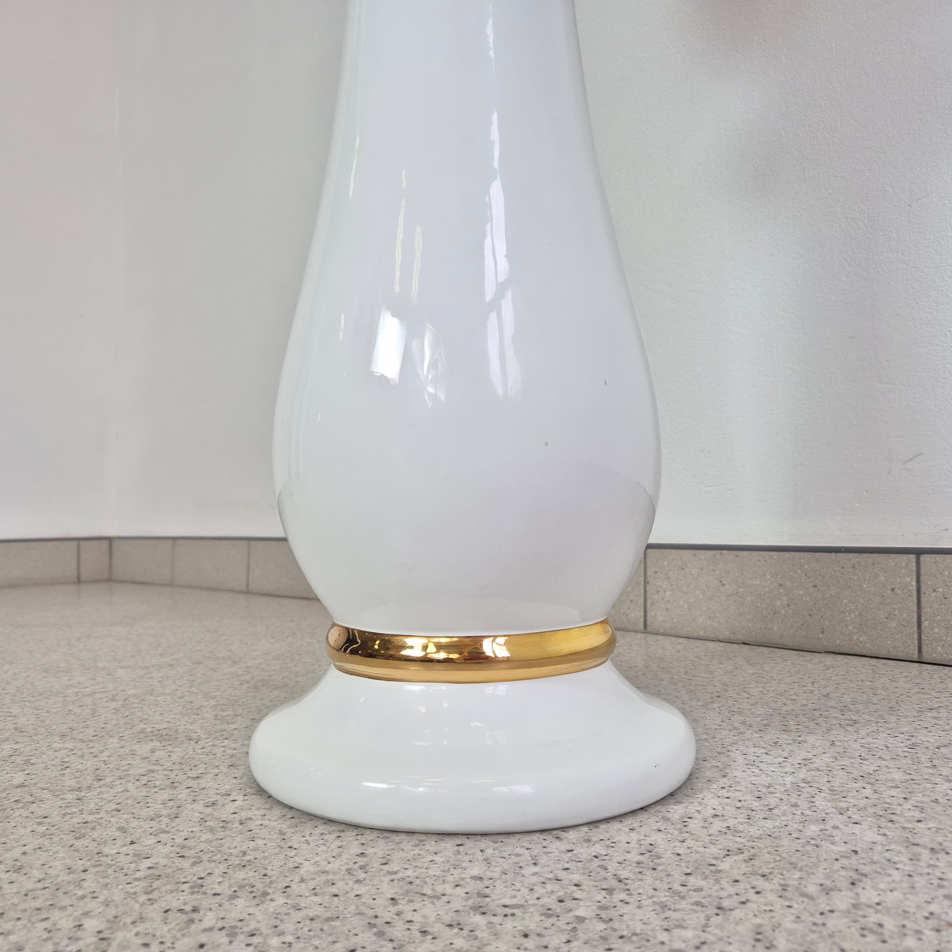 Donica na postumencie, porcelana biała, złoto, Niemcy, lata 80. - 300450