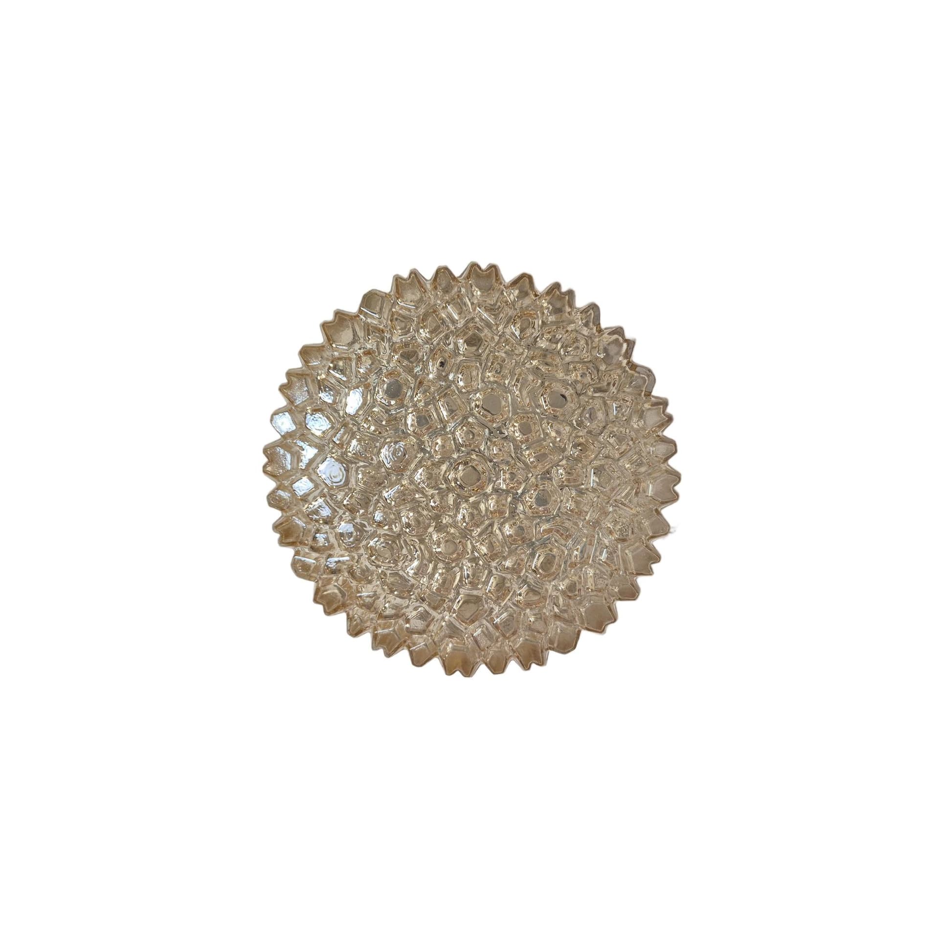 Ceiling lamp, gold glass, brown metal, Limburg, Germany, 1970s.