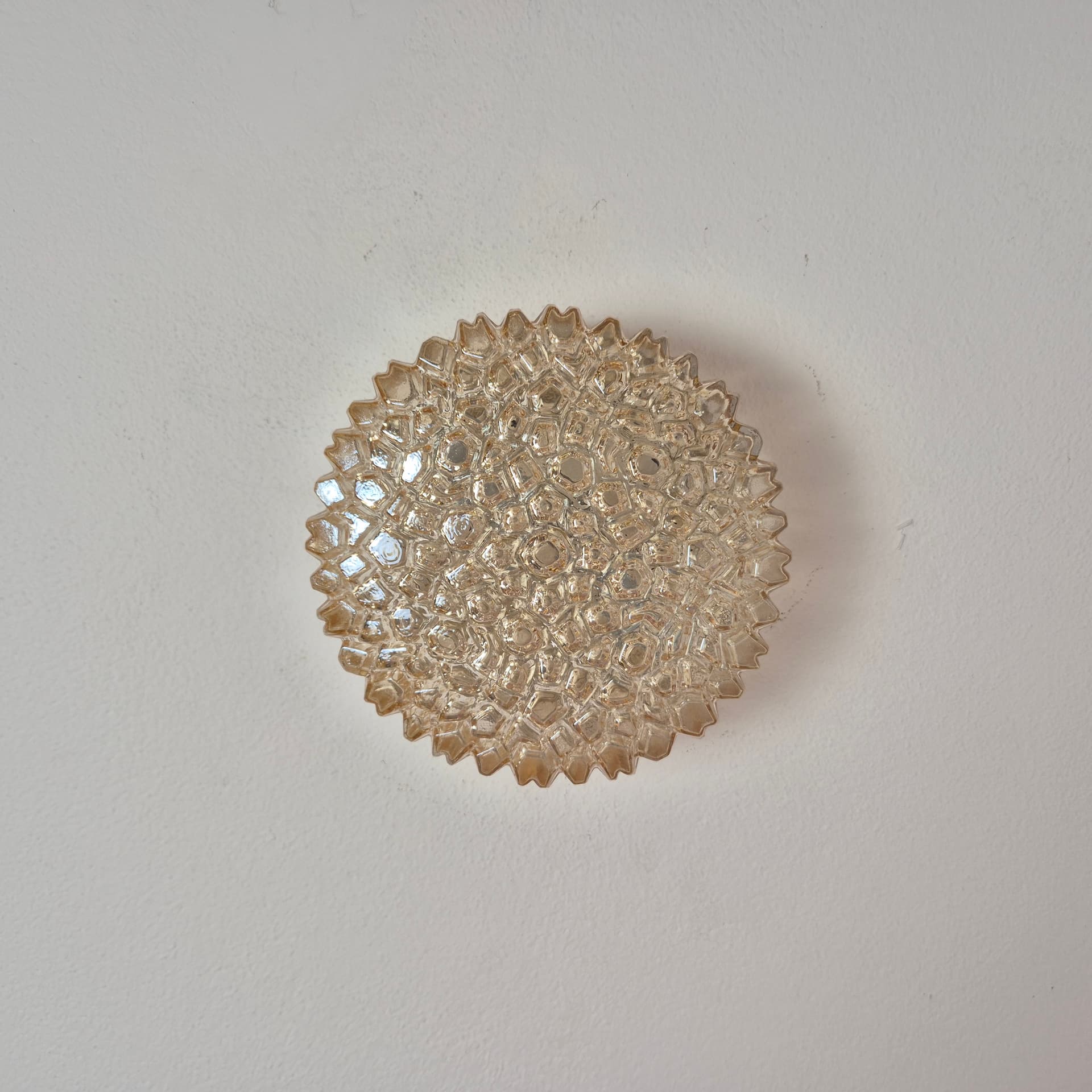 Ceiling lamp, gold glass, brown metal, Limburg, Germany, 1970s. - 300465