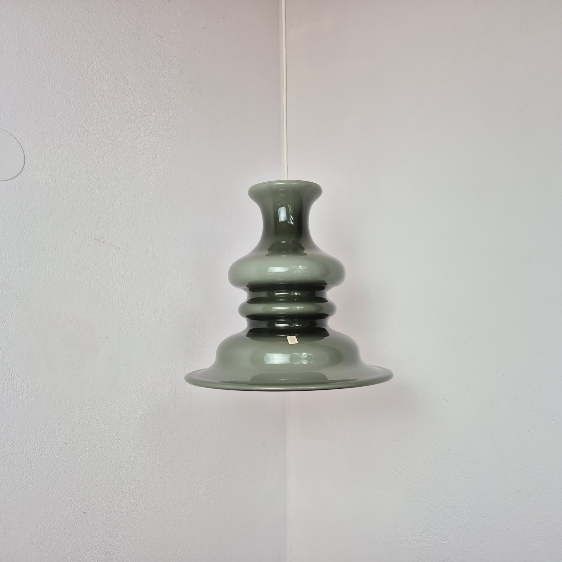 Pendant Lamp Bibliotek, green glass, by S. Werner, for Holmegaard, Denmark, 1970s. - 300477