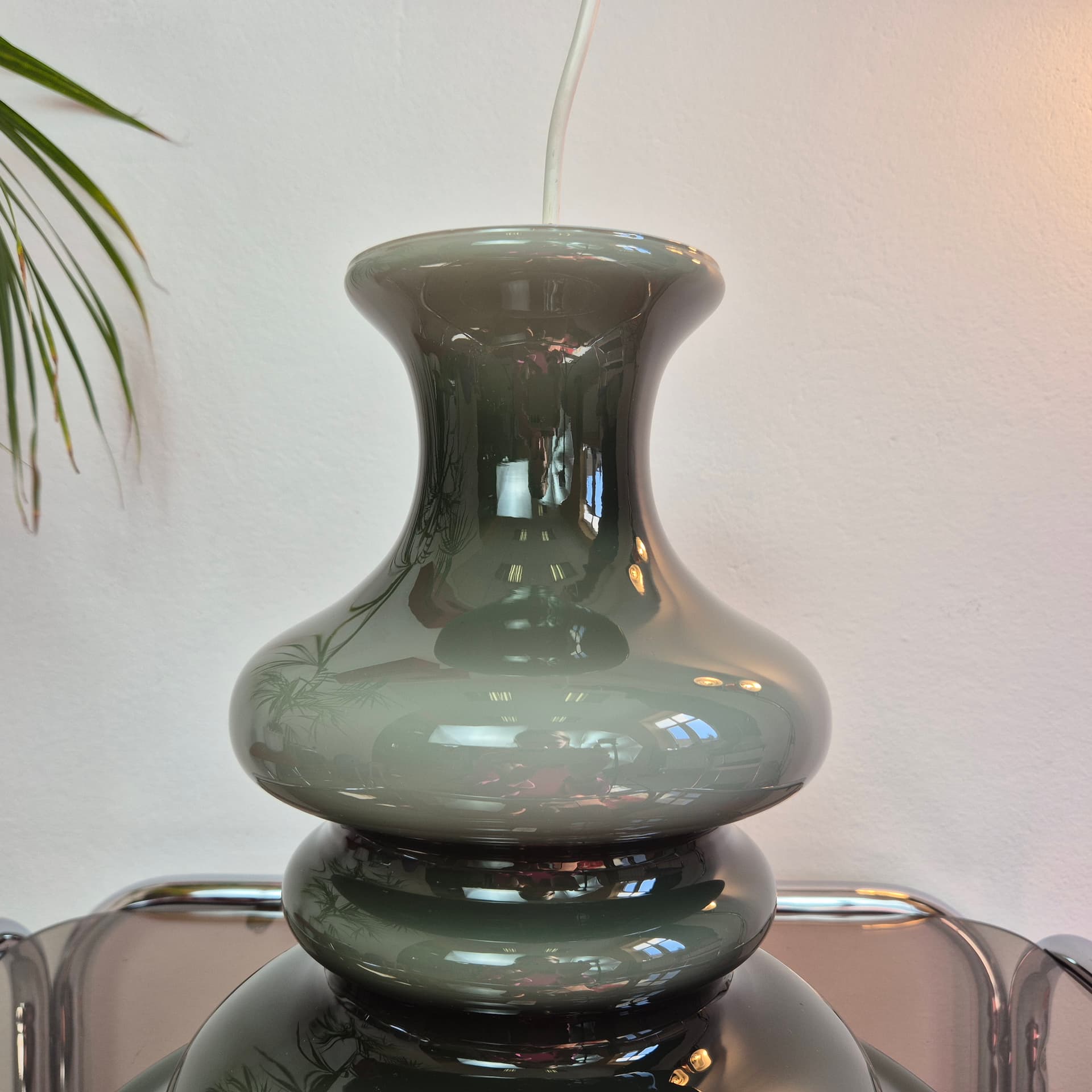 Pendant Lamp Bibliotek, green glass, by S. Werner, for Holmegaard, Denmark, 1970s. - 300480