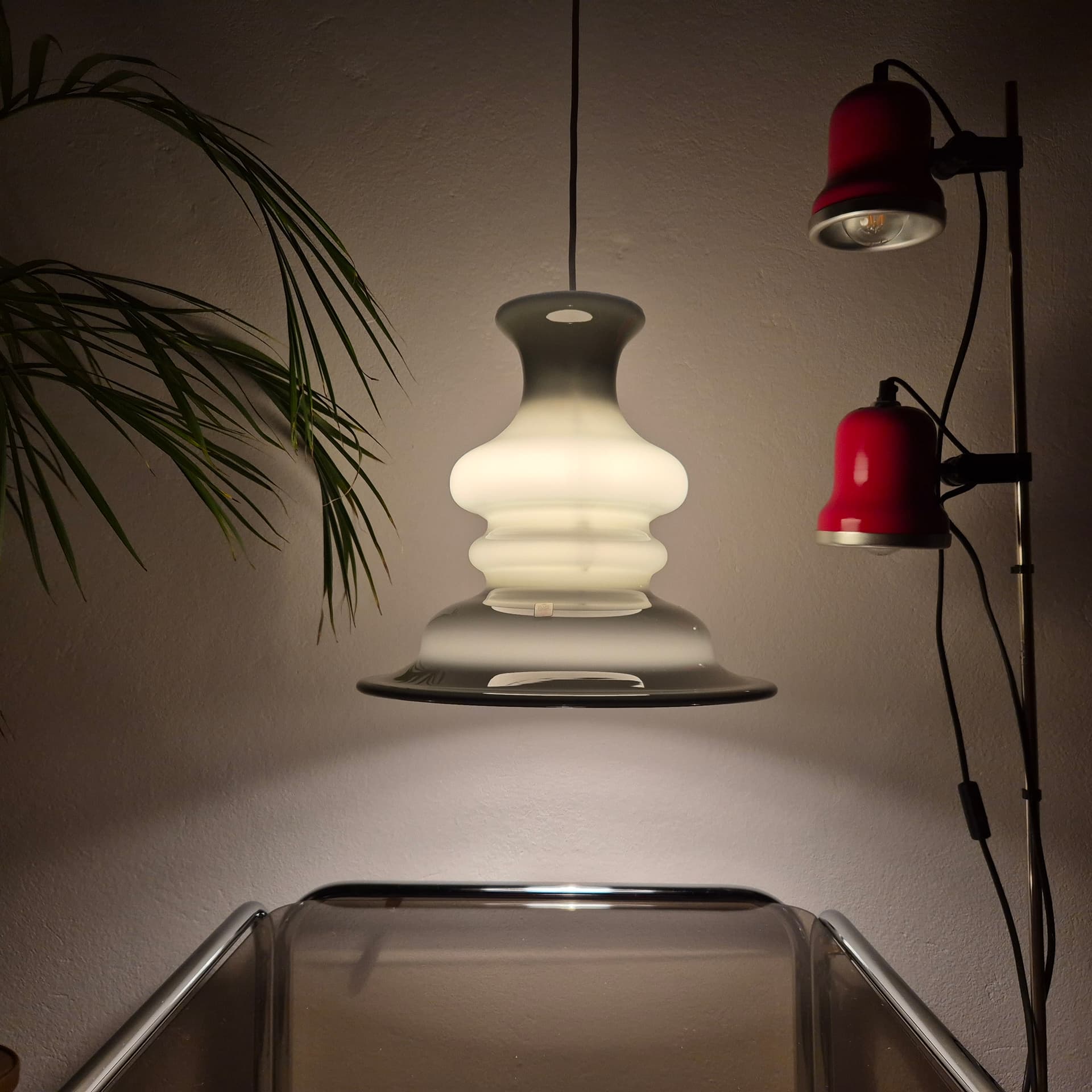 Pendant Lamp Bibliotek, green glass, by S. Werner, for Holmegaard, Denmark, 1970s. - 300486