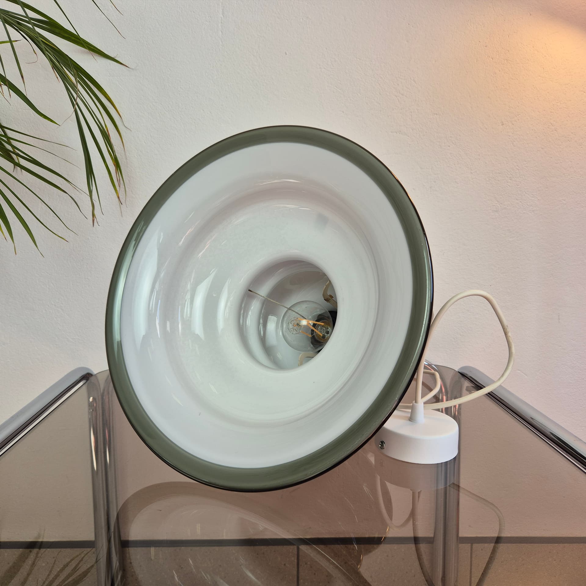 Pendant Lamp Bibliotek, green glass, by S. Werner, for Holmegaard, Denmark, 1970s. - 300483