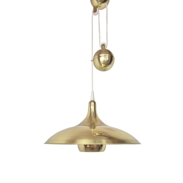 Pendant lamp, F. Shultz style, gold brass, Poland, 1970s. - DIMENSION