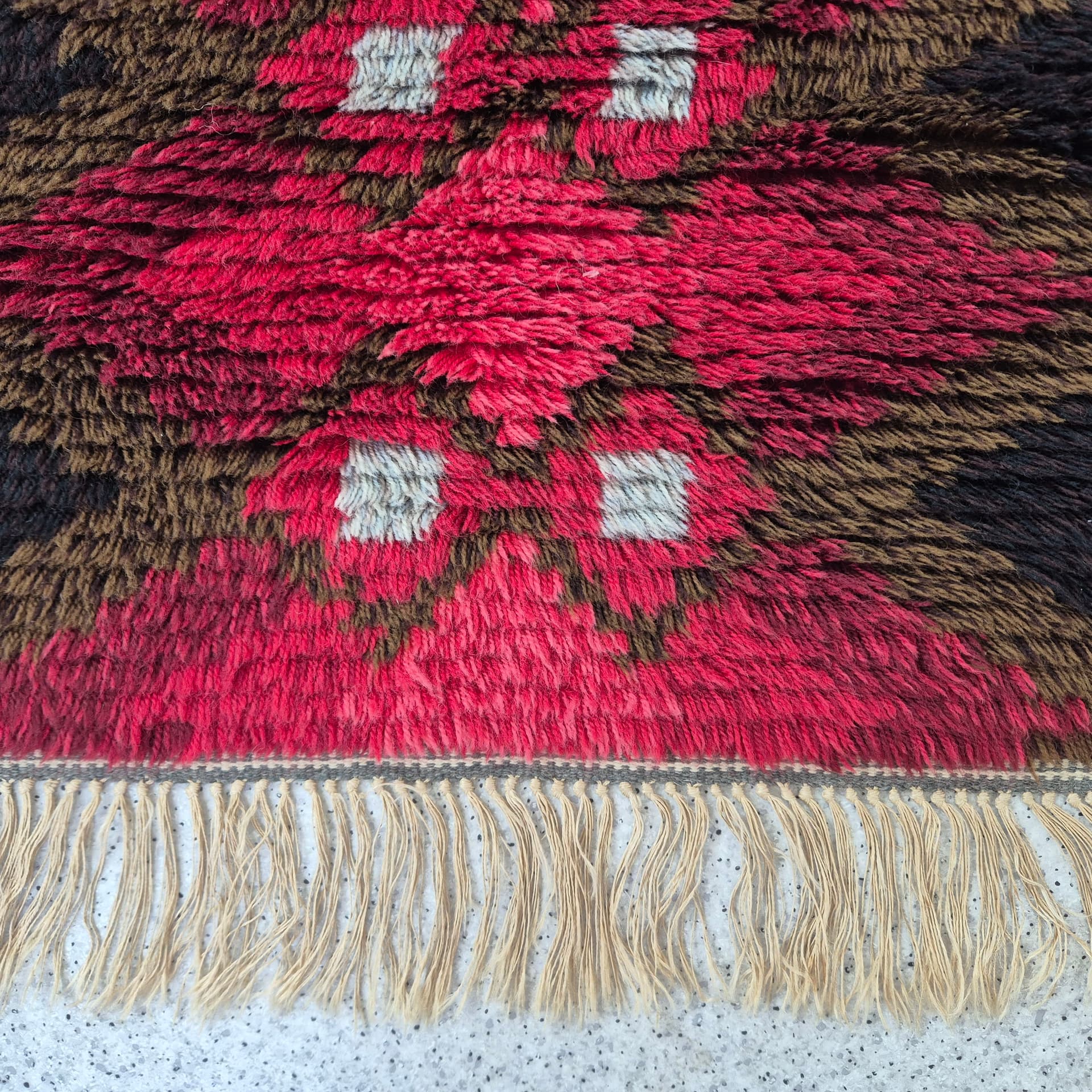 Dywan Röda havet 130x80 cm, wełna czerwona, Szwecja, lata 60. - 300516