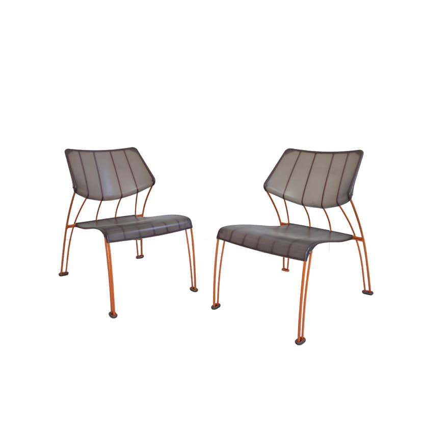 Chair Hasslo, transparent grey plastic, orange metal, by M. Mulder, Ikea, Sweden, 1990s.